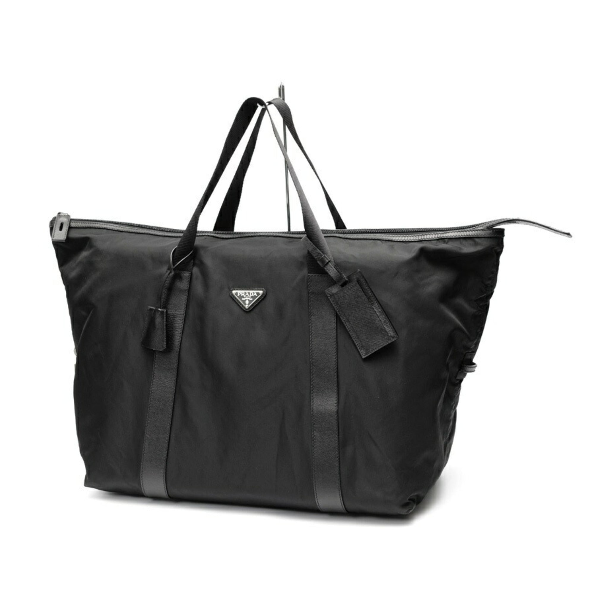 Prada Black Fabric Leather Boston Bag (Pre-Owned)