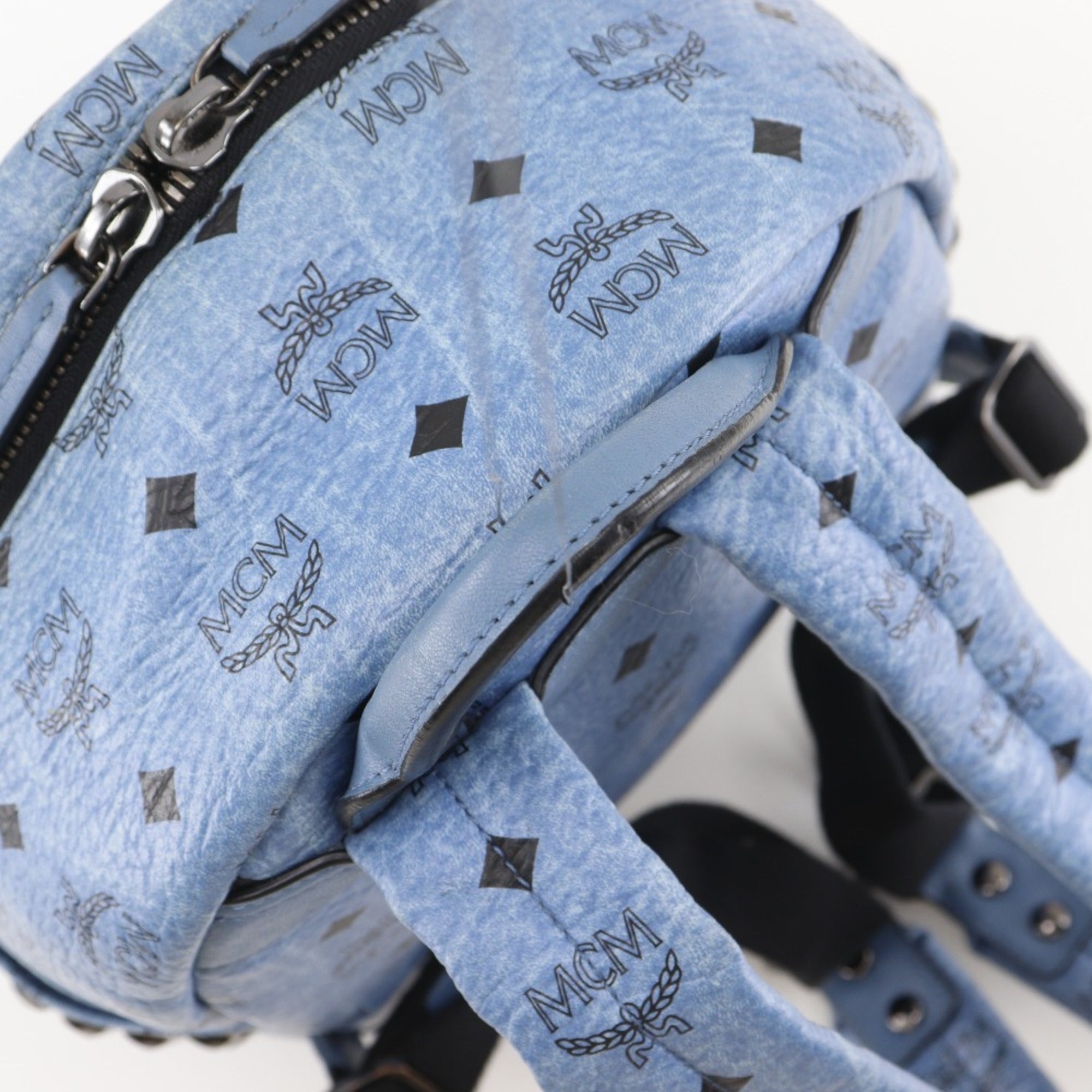 Mcm Light Blue Leather Backpack (Pre-Owned)