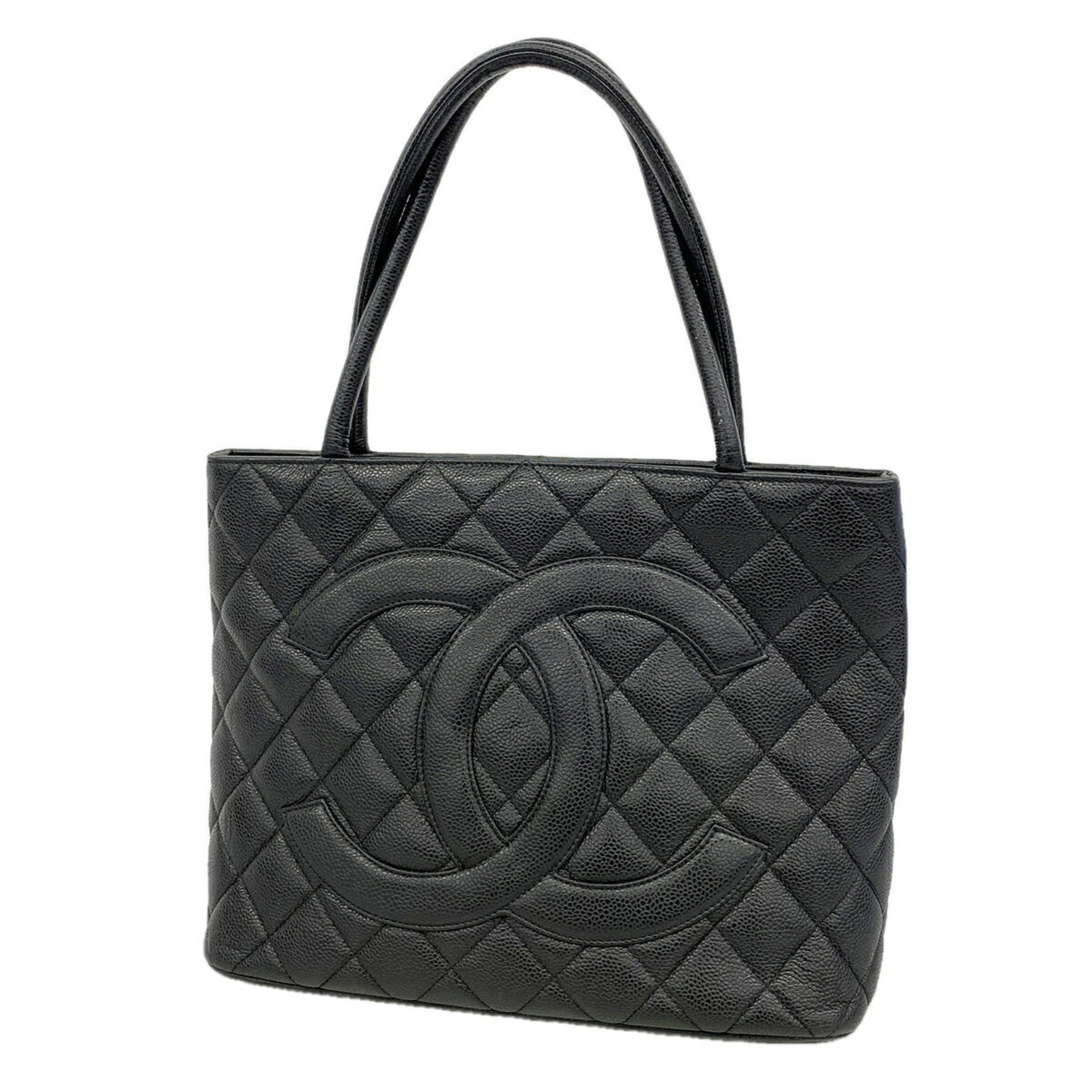 Chanel Black Grained Calfskin Tote Bag (Pre-Owned)