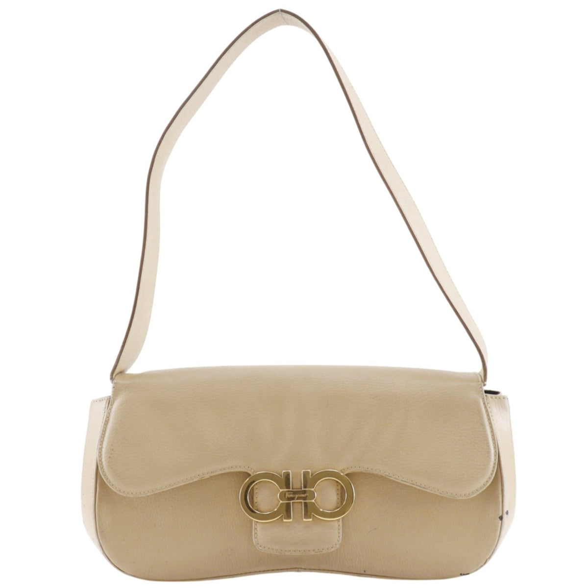 Salvatore Ferragamo Gancini Beige Shoulder Bag (Pre-Owned)