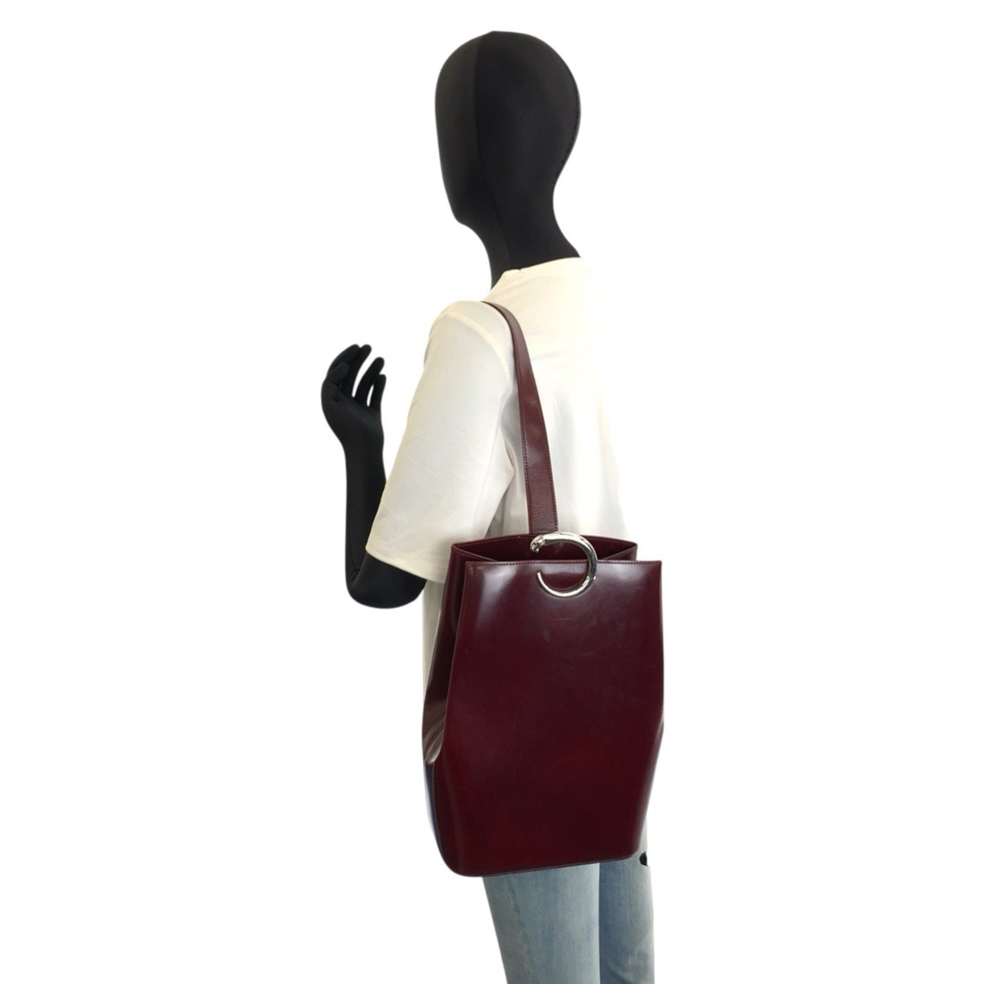 Cartier Bordeaux Wine Red Leather Shoulder Bag (Pre-Owned)