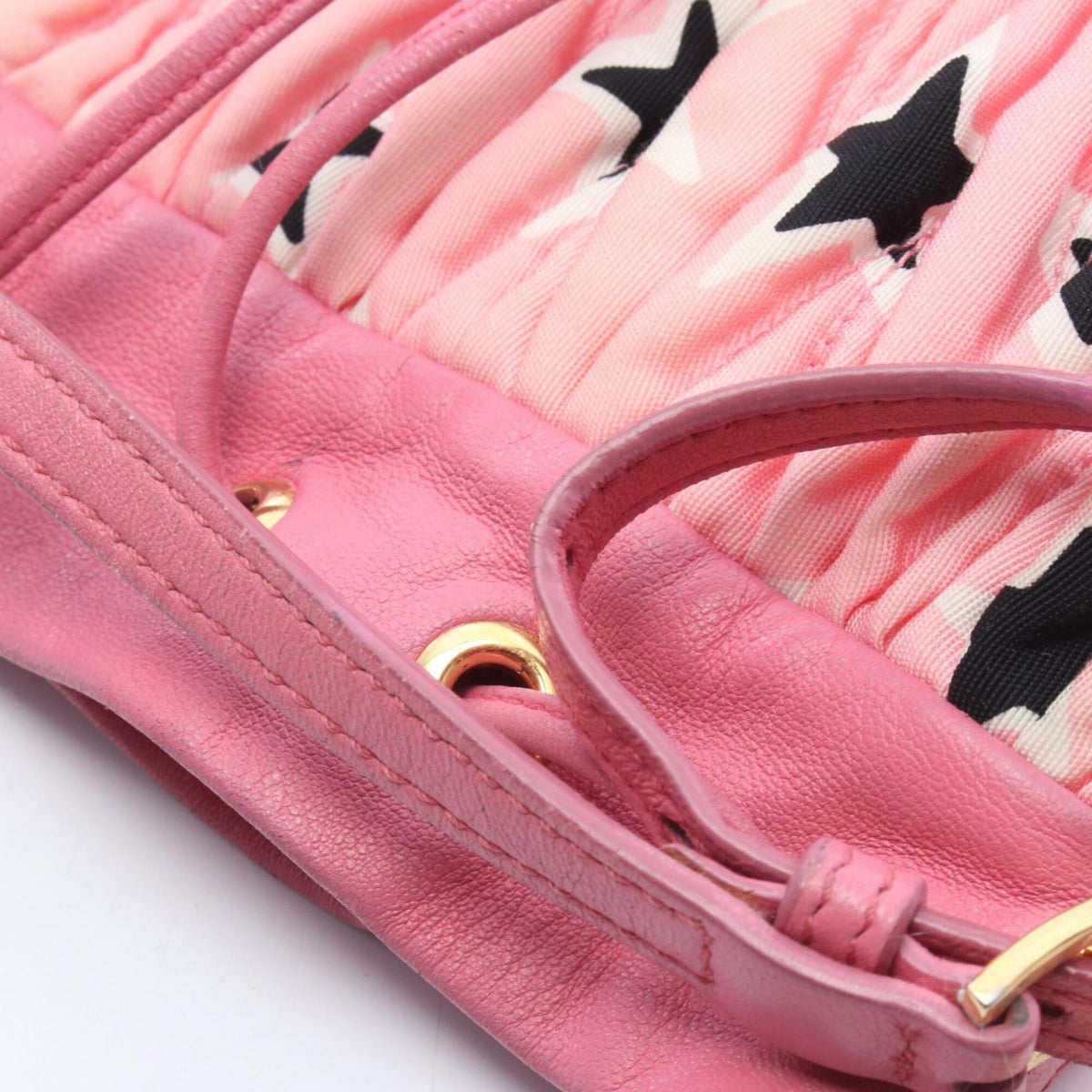 Miu Miu Black Pink White Canvas Leather Handbag Shoulder Bag (Pre-Owned)