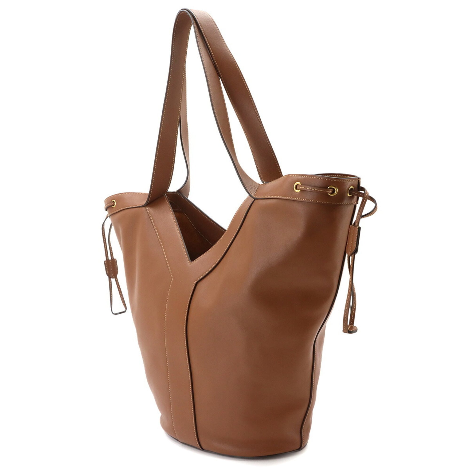 Saint Laurent Brown Leather Handbag Tote Bag (Pre-Owned)