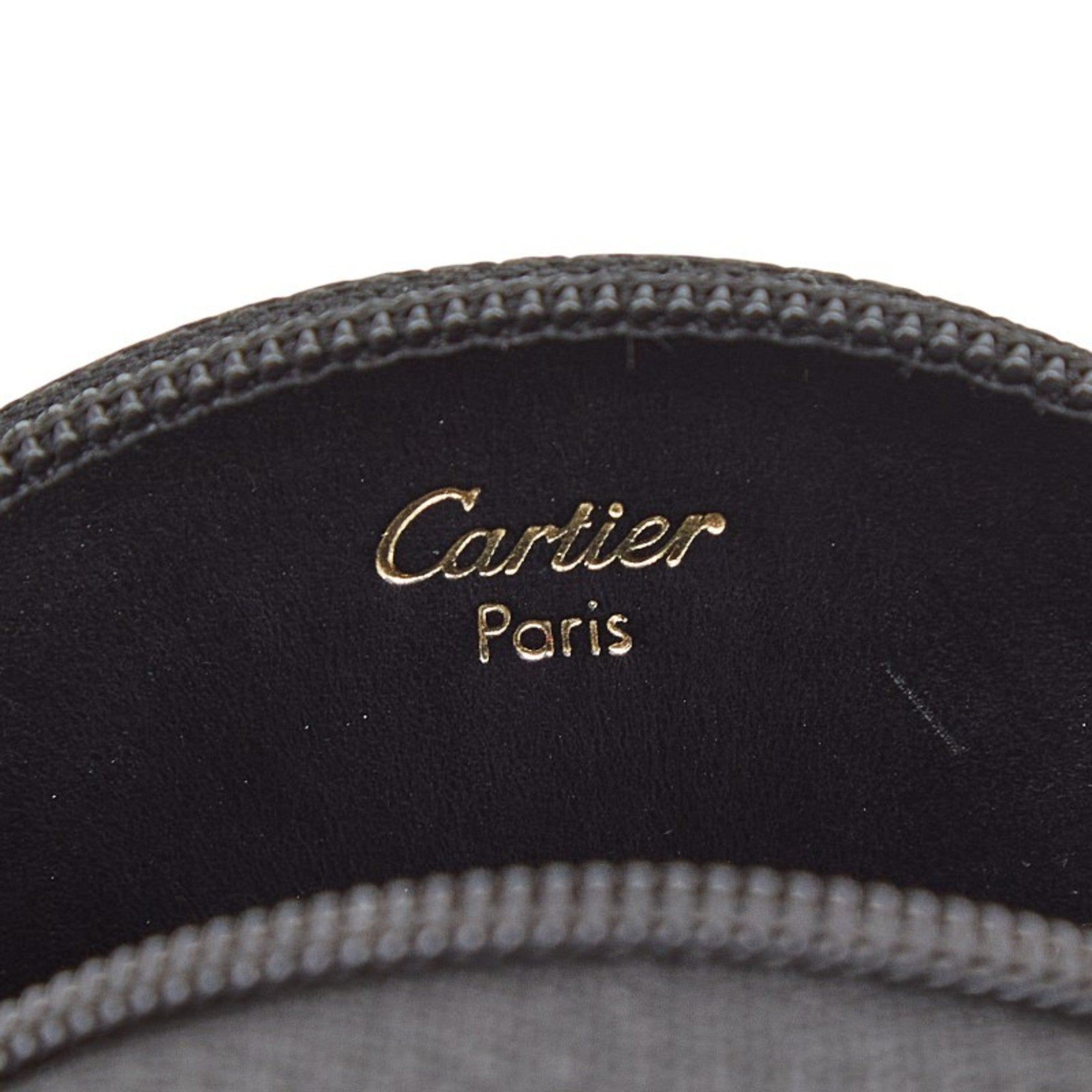 Cartier Gold Black Leather Coin Purse/Coin Case (Pre-Owned)