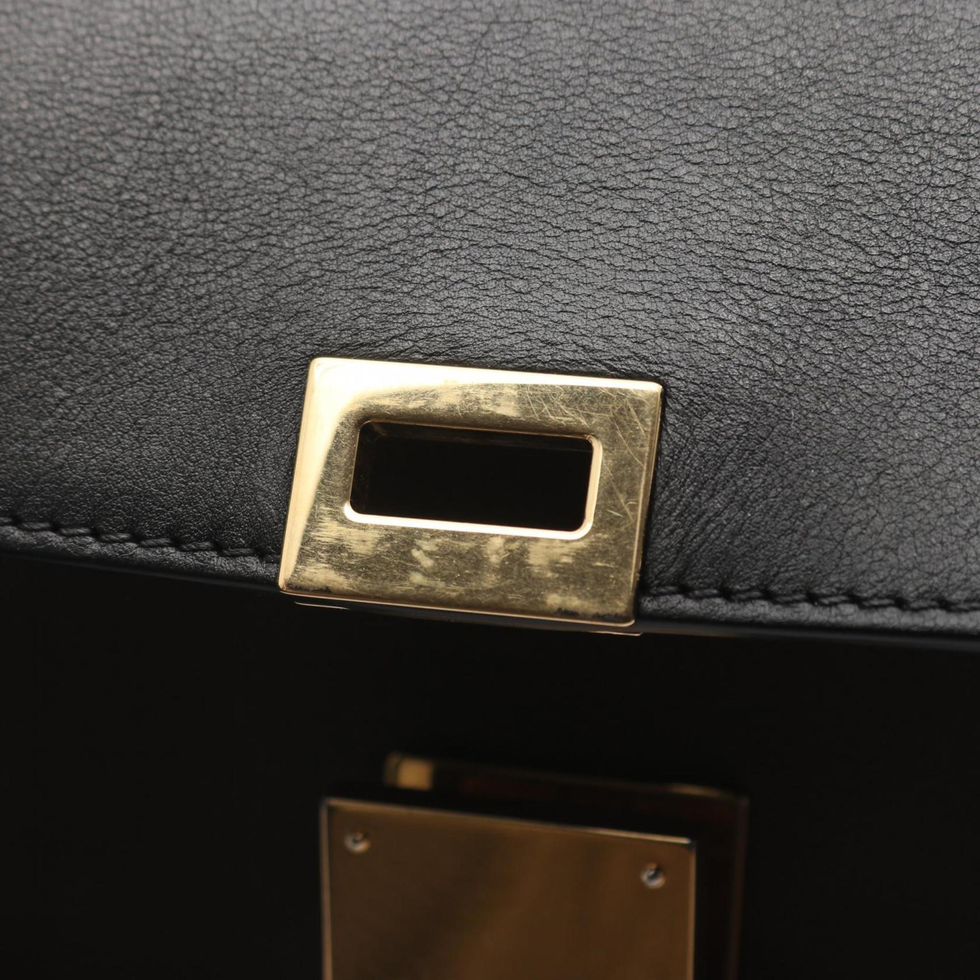 Celine Black Gray Khaki Leather Suede Handbag (Pre-Owned)
