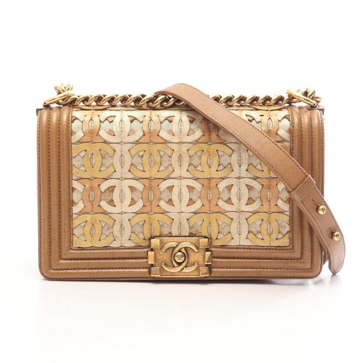 Chanel Boy Chanel Brown Leather Handbag Shoulder Bag (Pre-Owned)
