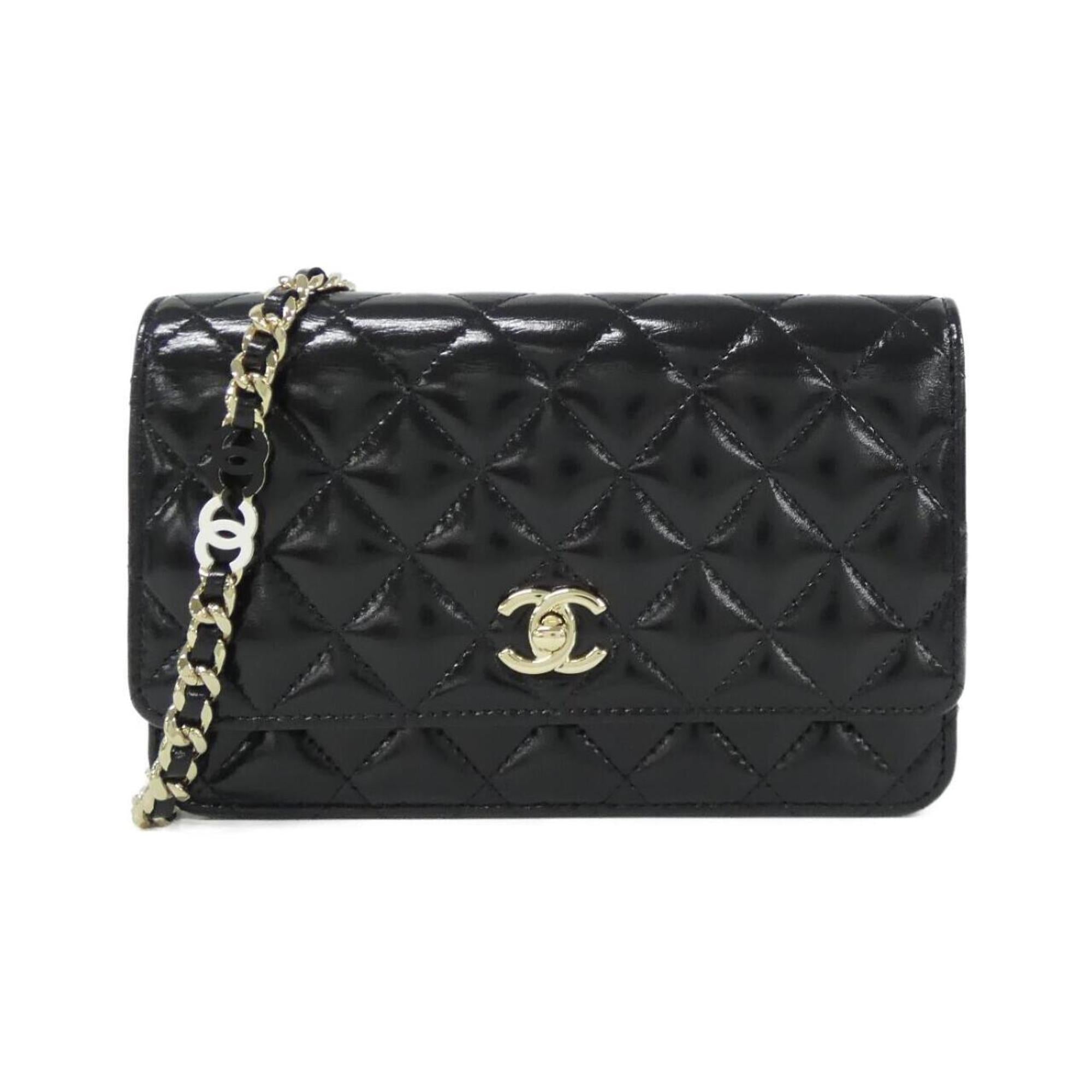 Chanel Black Leather Chain/Shoulder Wallet (Pre-Owned)