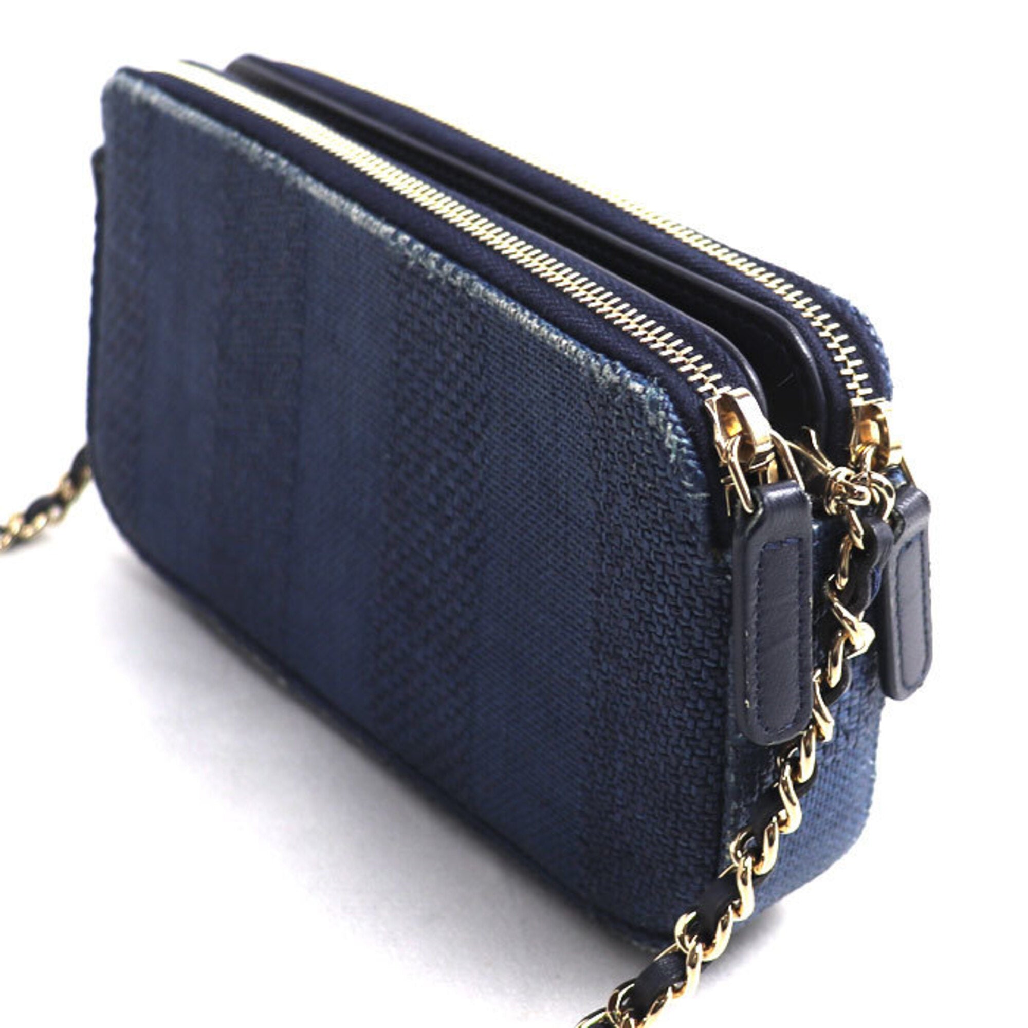 Chanel Navy Canvas Leather Shoulder Bag (Pre-Owned)