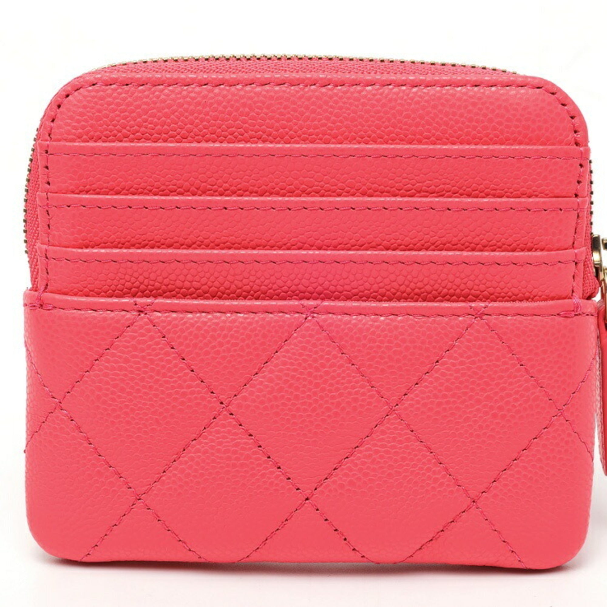 Chanel Matelasse Pink Grained Calfskin Coin Purse/Coin Case (Pre-Owned)