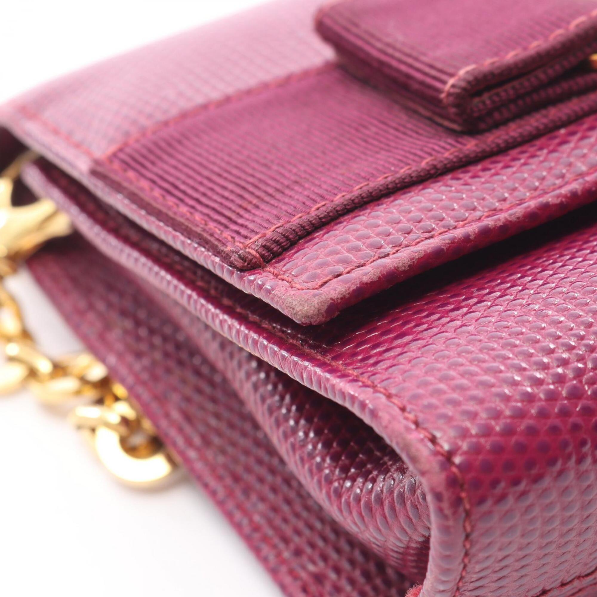 Salvatore Ferragamo Purple Leather Shoulder Bag (Pre-Owned)