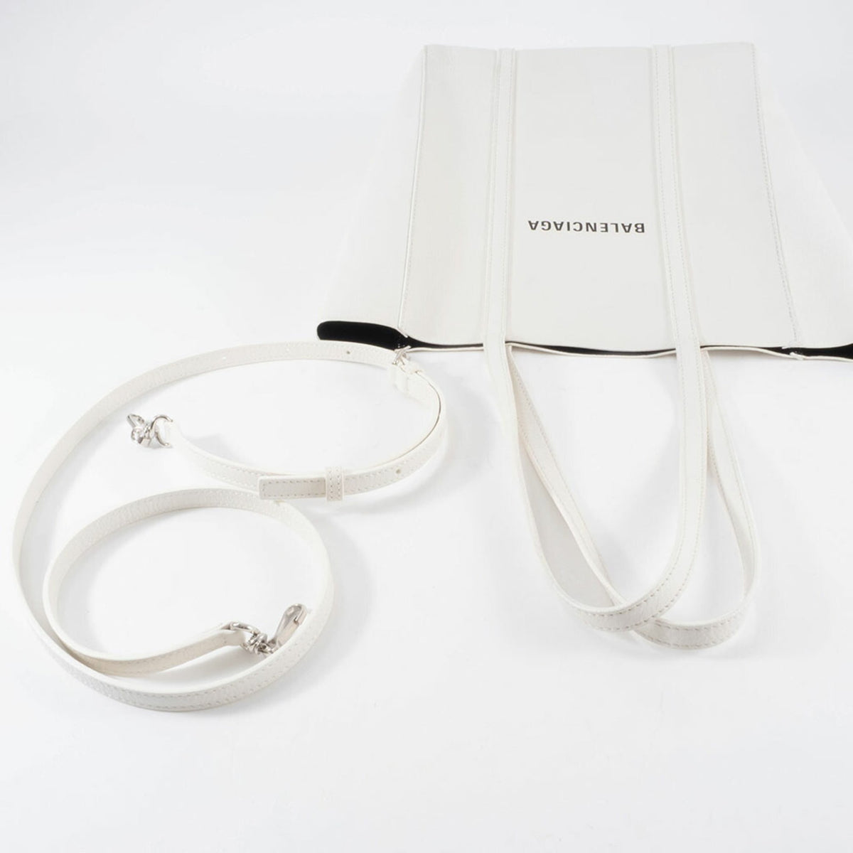 Balenciaga White Leather Shoulder Bag Tote Bag (Pre-Owned)
