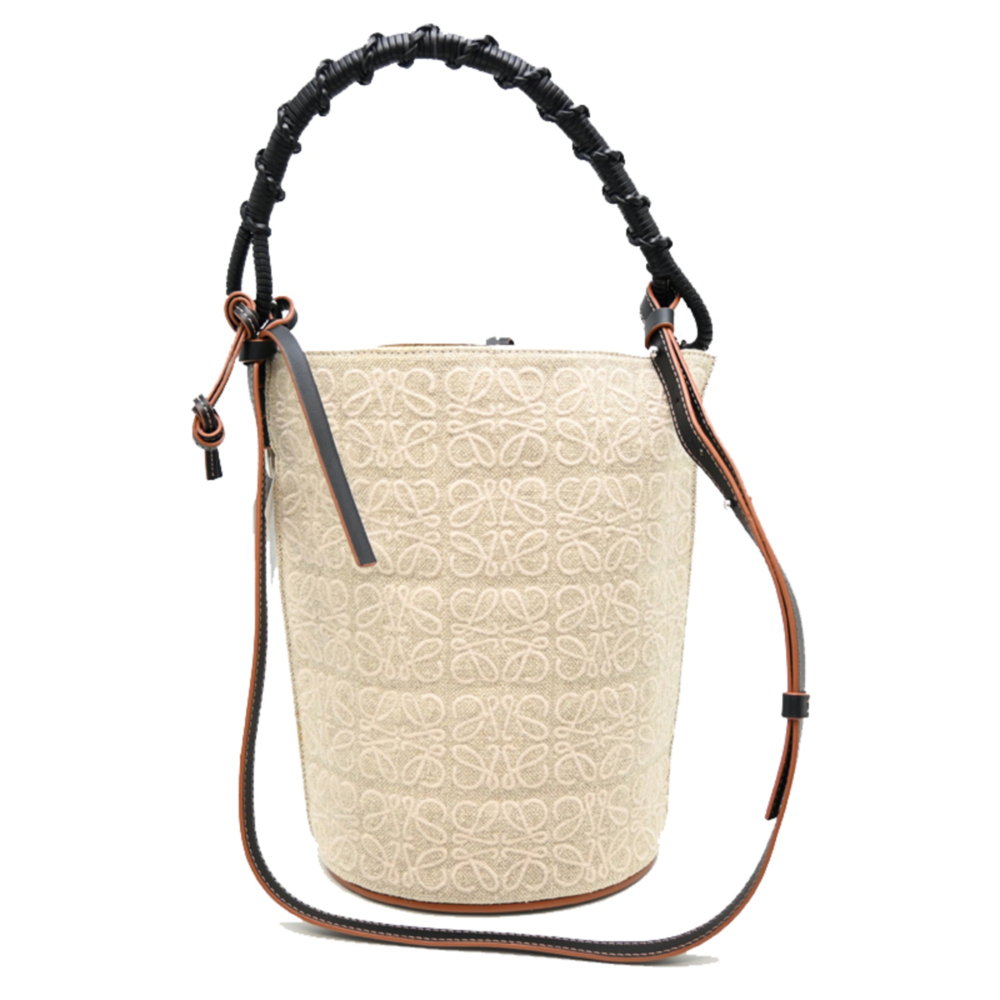 Loewe Beige Black Leather Canvas Baguette Bag (Pre-Owned)