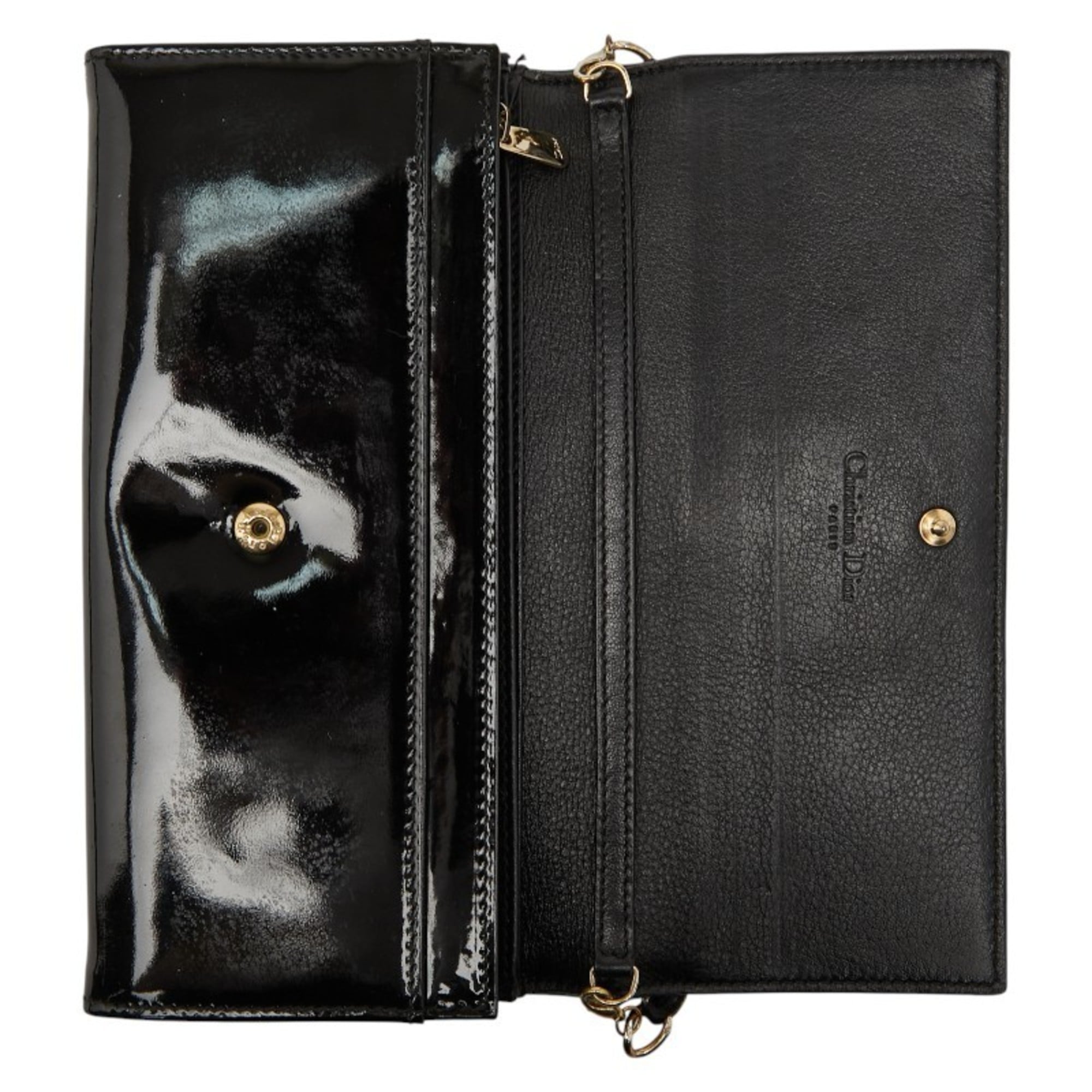 Christian Dior Black Patent Leather Chain/Shoulder Wallet (Pre-Owned)