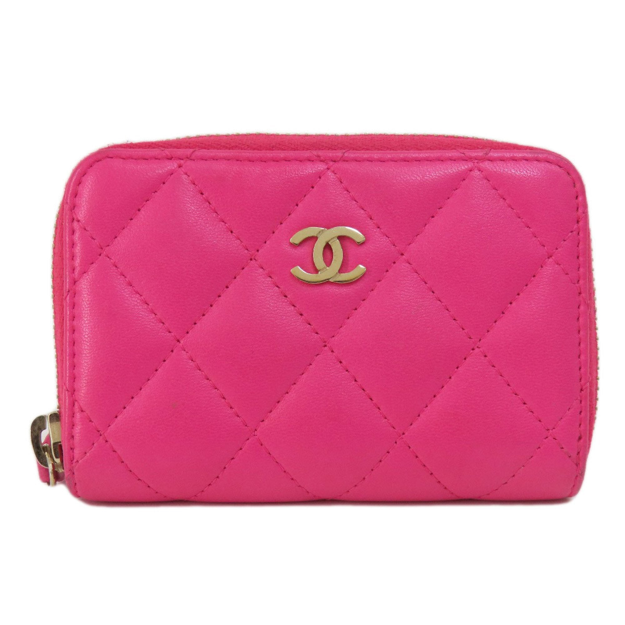 Chanel Matelasse Pink Leather Coin Purse/Coin Case (Pre-Owned)