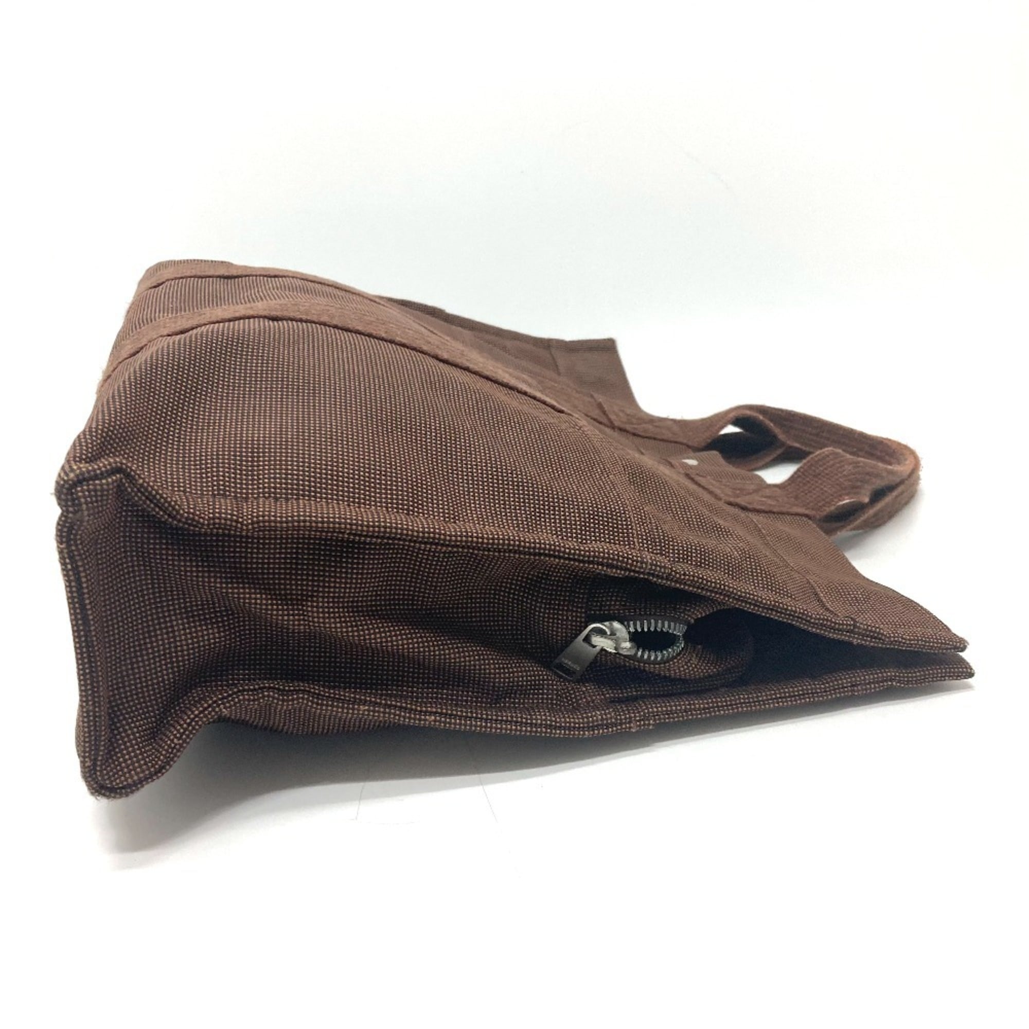 Hermes Brown Canvas Handbag Tote Bag (Pre-Owned)