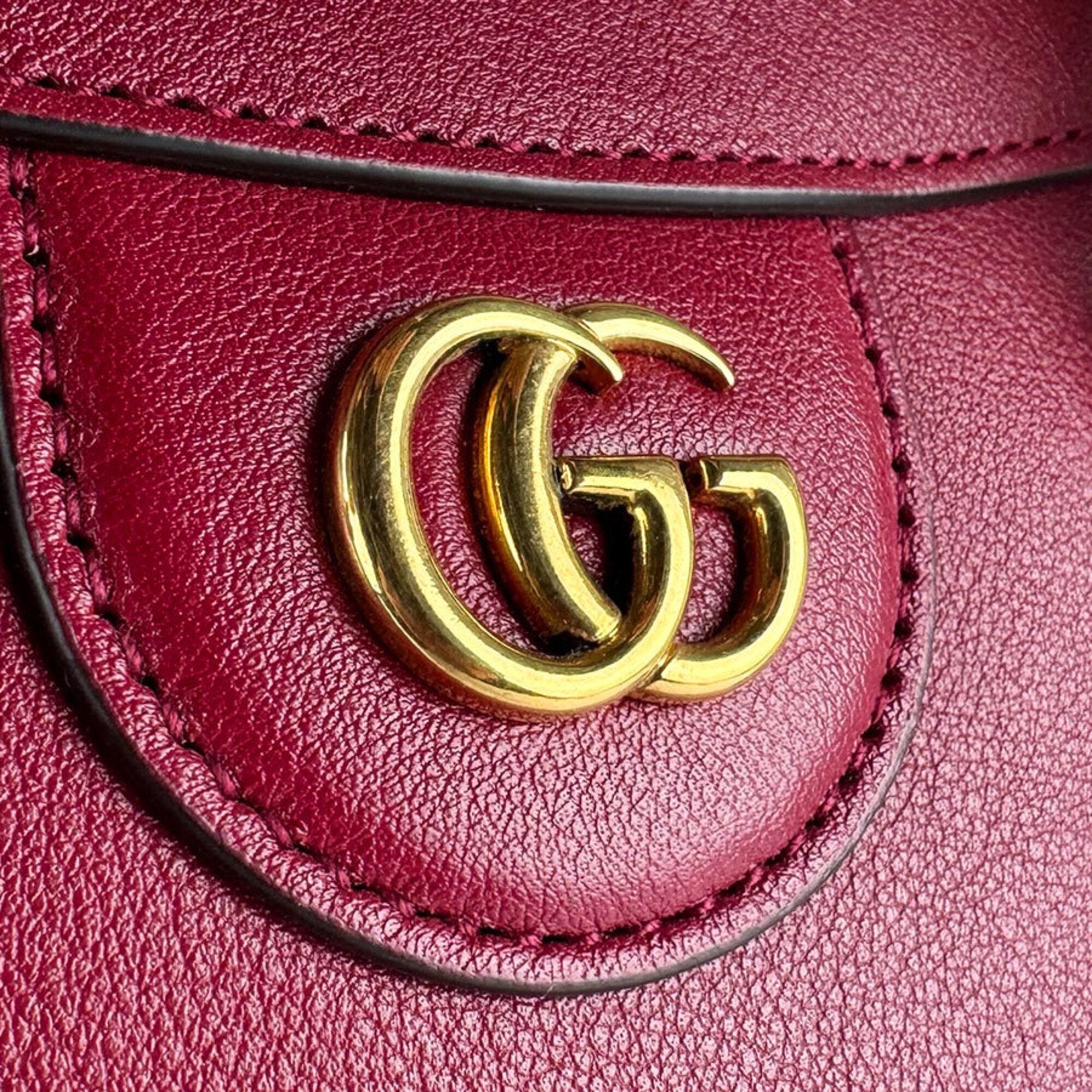 Gucci Red Color Leather Handbag Shoulder Bag Tote Bag (Pre-Owned)