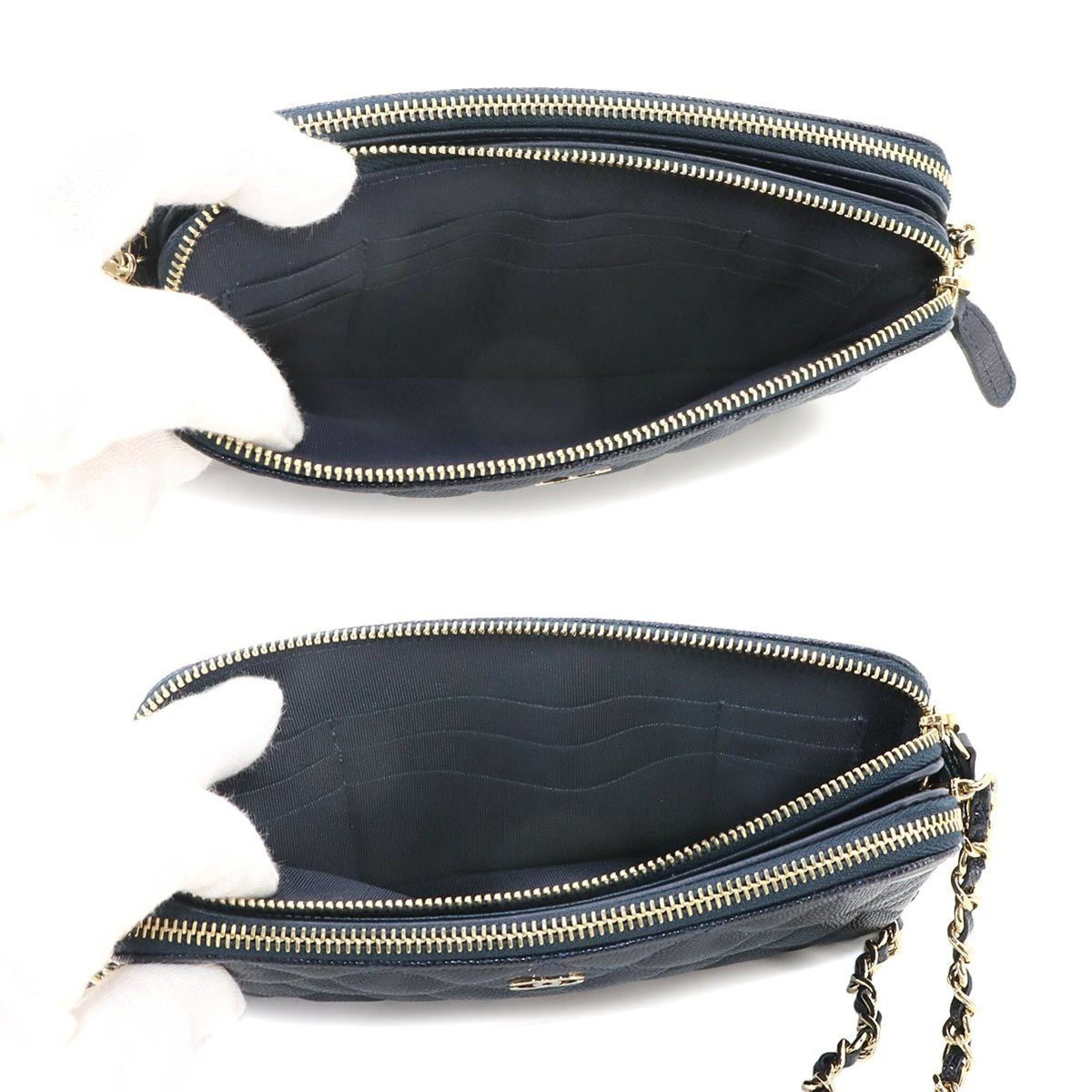 Chanel Matelasse Navy Grained Calfskin Chain/Shoulder Wallet (Pre-Owned)