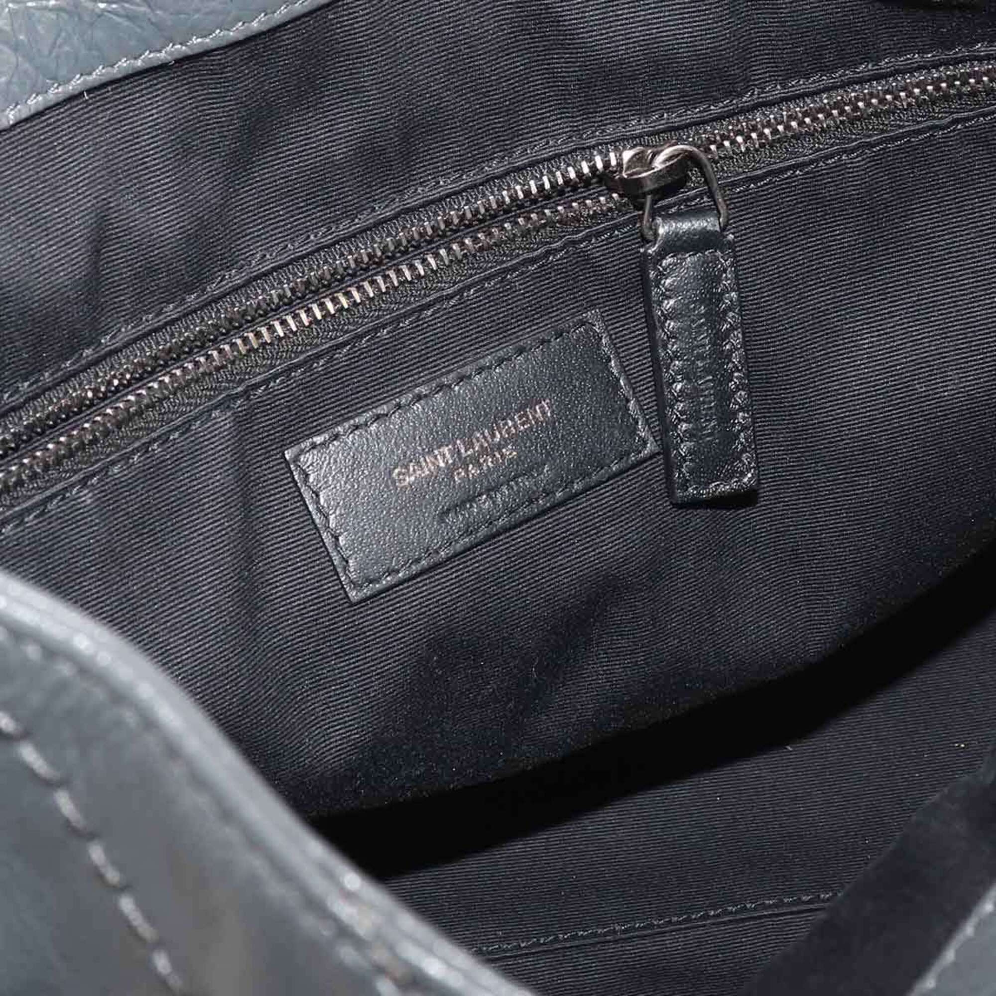 Saint Laurent Gray Leather Shopping Bag Tote Bag (Pre-Owned)