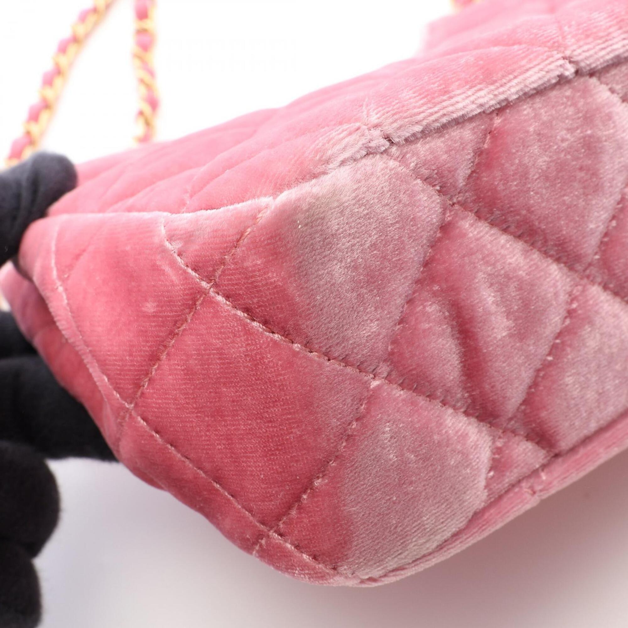 Chanel Pink Fabric Leather Handbag Shoulder Bag (Pre-Owned)