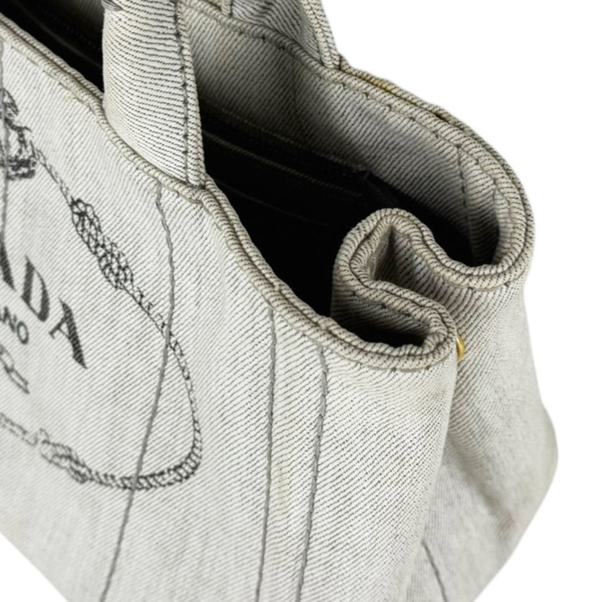 Prada Light Gray Canvas Handbag (Pre-Owned)