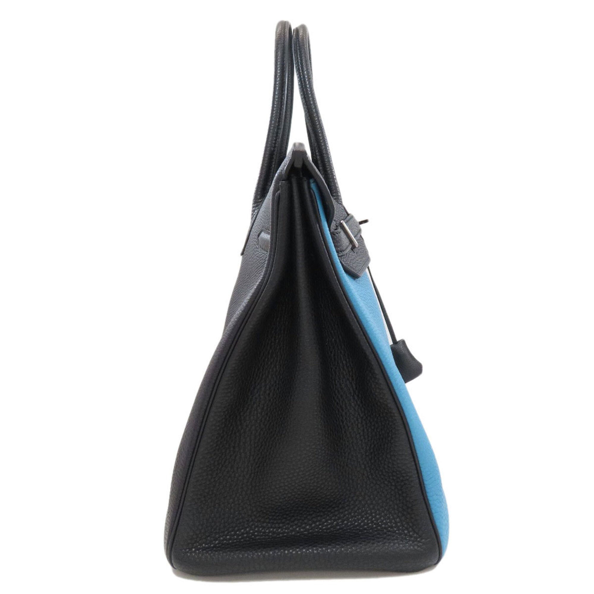 Hermes Black Blue Navy Togo Leather Handbag (Pre-Owned)