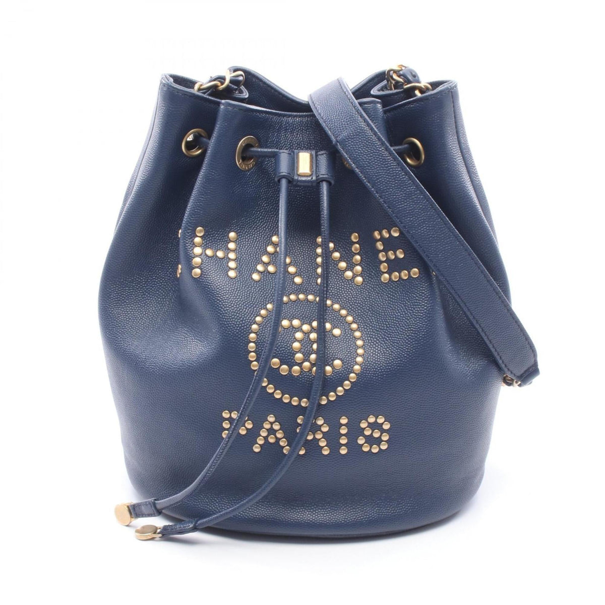 Chanel Navy Leather Handbag Shoulder Bag (Pre-Owned)