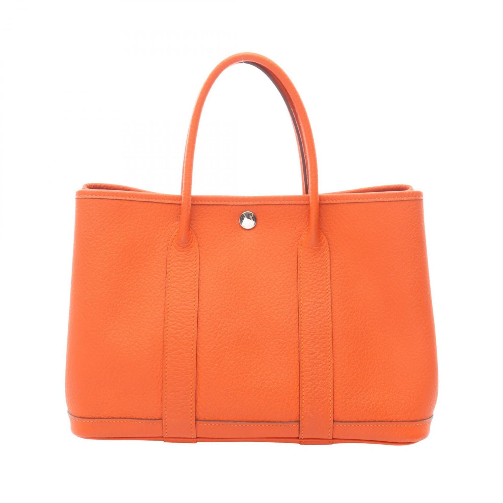 Hermes Orange Country Leather Handbag Tote Bag (Pre-Owned)