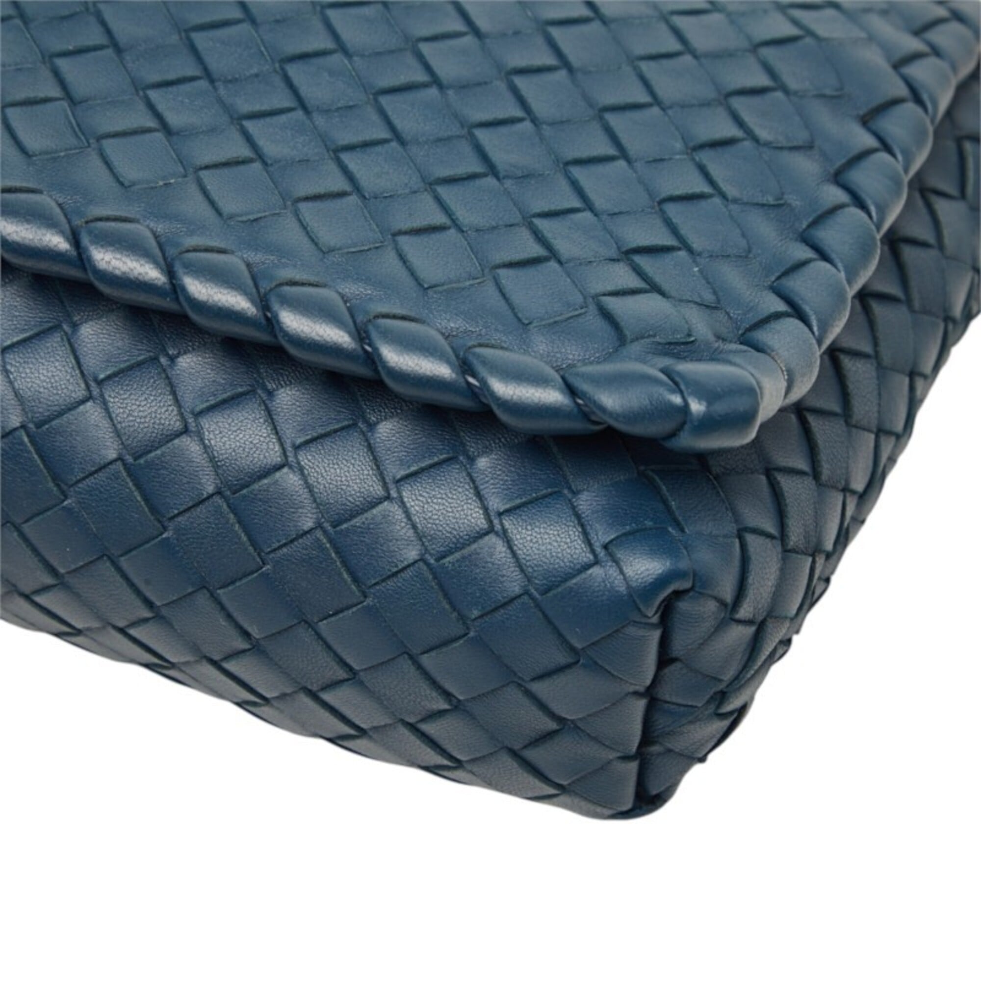 Bottega Veneta Navy Intrecciato Shoulder Bag (Pre-Owned)