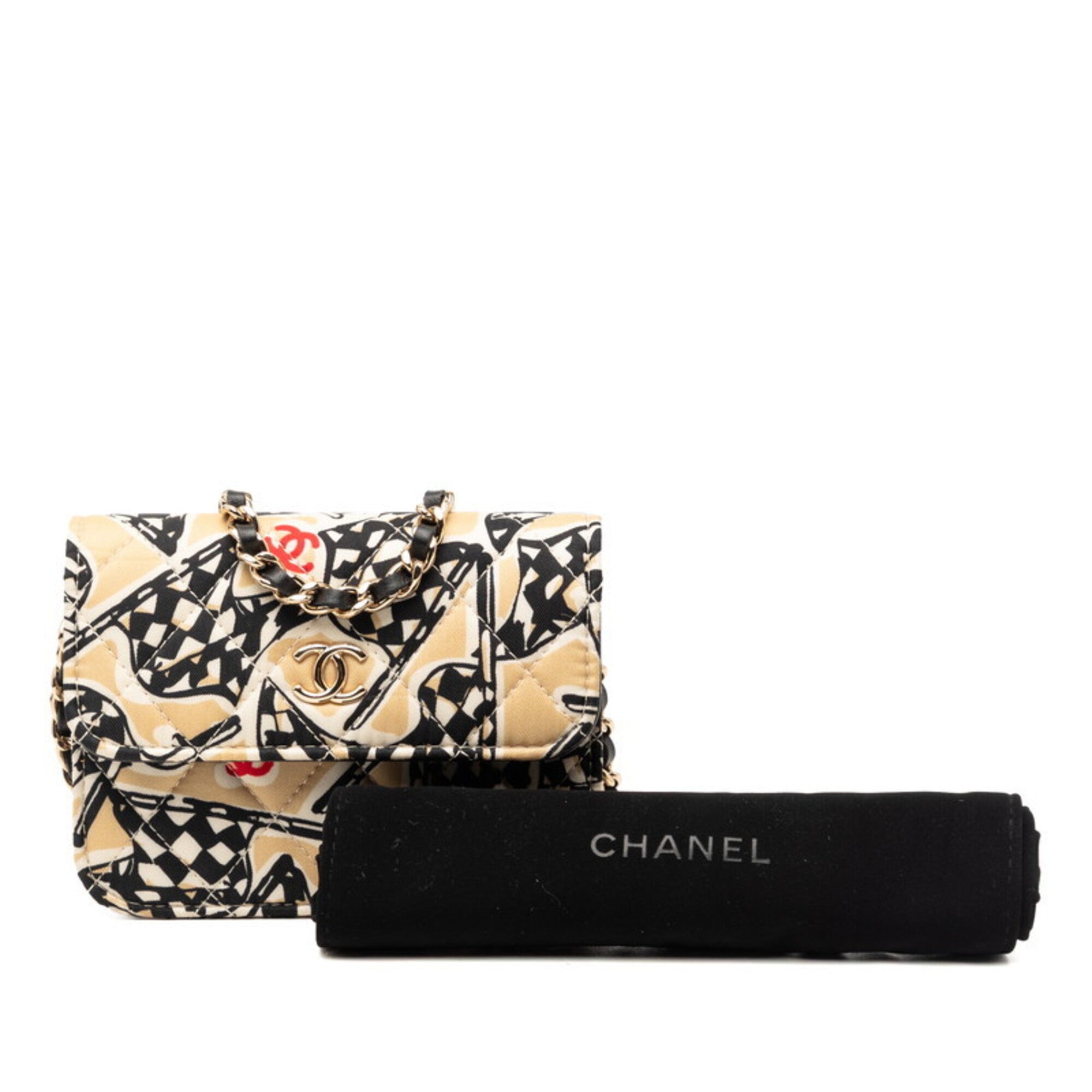 Chanel Matelasse Beige Cotton Leather Shoulder Bag (Pre-Owned)
