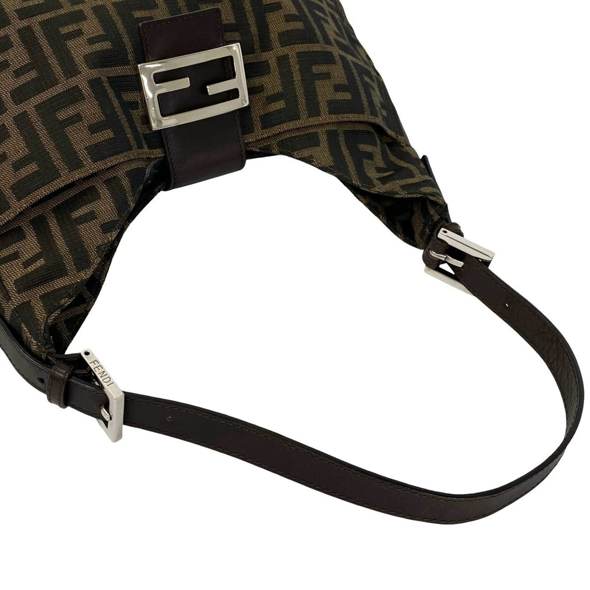 Fendi Black Brown Canvas Leather Handbag Shoulder Bag (Pre-Owned)