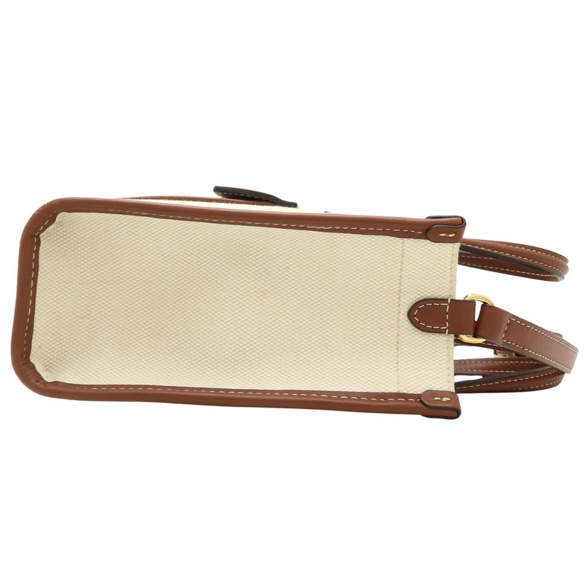 Burberry Brown Ivory Canvas Leather Handbag (Pre-Owned)