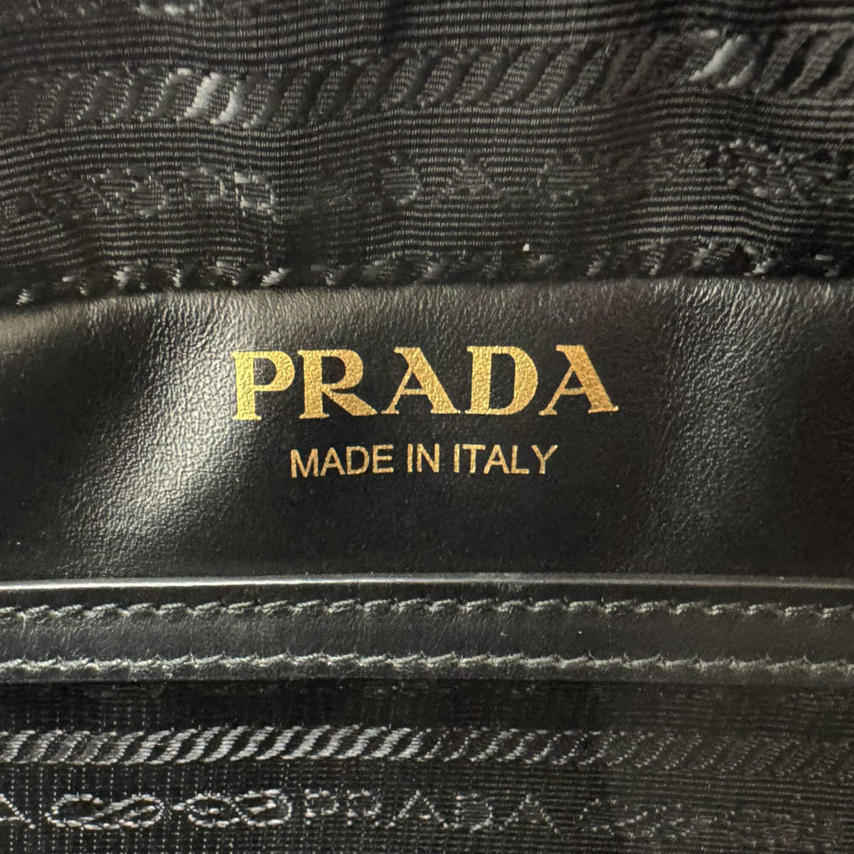 Prada Black Brown Canvas Shoulder Bag (Pre-Owned)