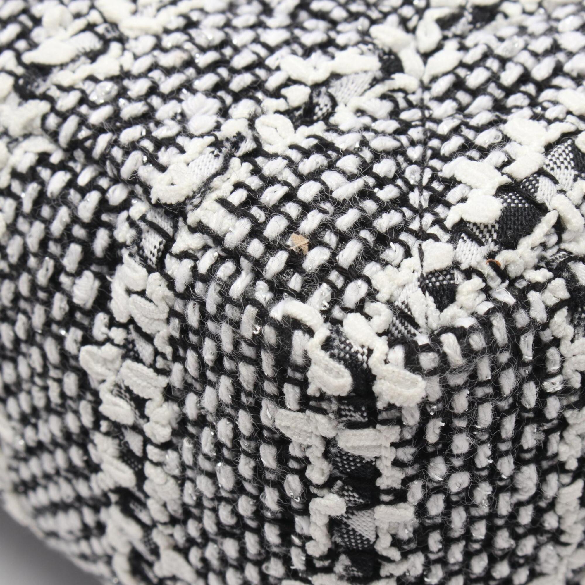 Chanel Black White Fabric Leather Handbag Shoulder Bag (Pre-Owned)