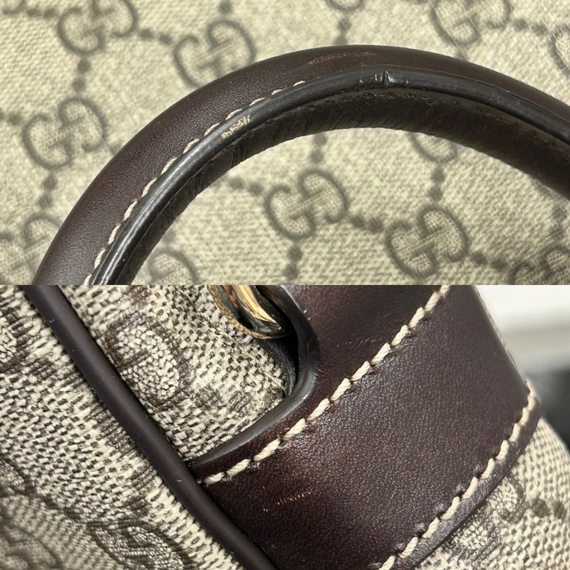 Gucci Beige Brown Gg Supreme Canvas Leather Briefcase Handbag (Pre-Owned)