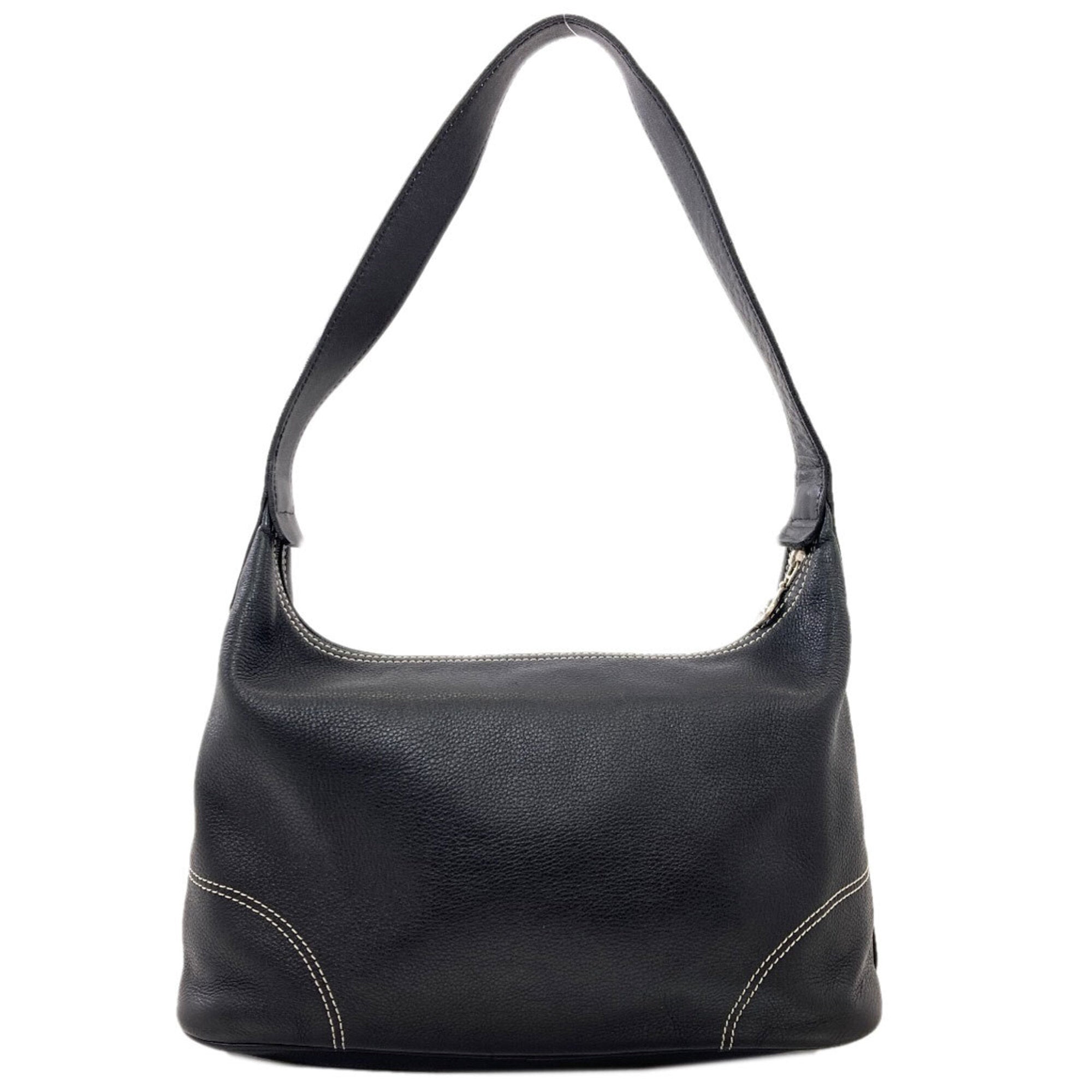 Longchamp Black Leather Shoulder Bag (Pre-Owned)