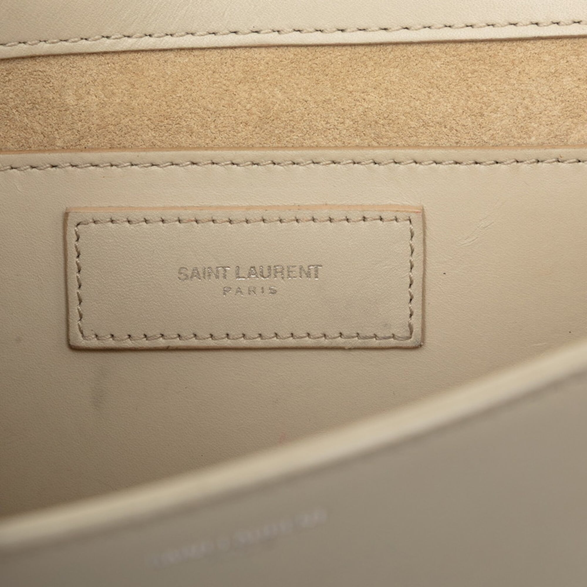Saint Laurent Beige Gray Beige Leather Shoulder Bag (Pre-Owned)