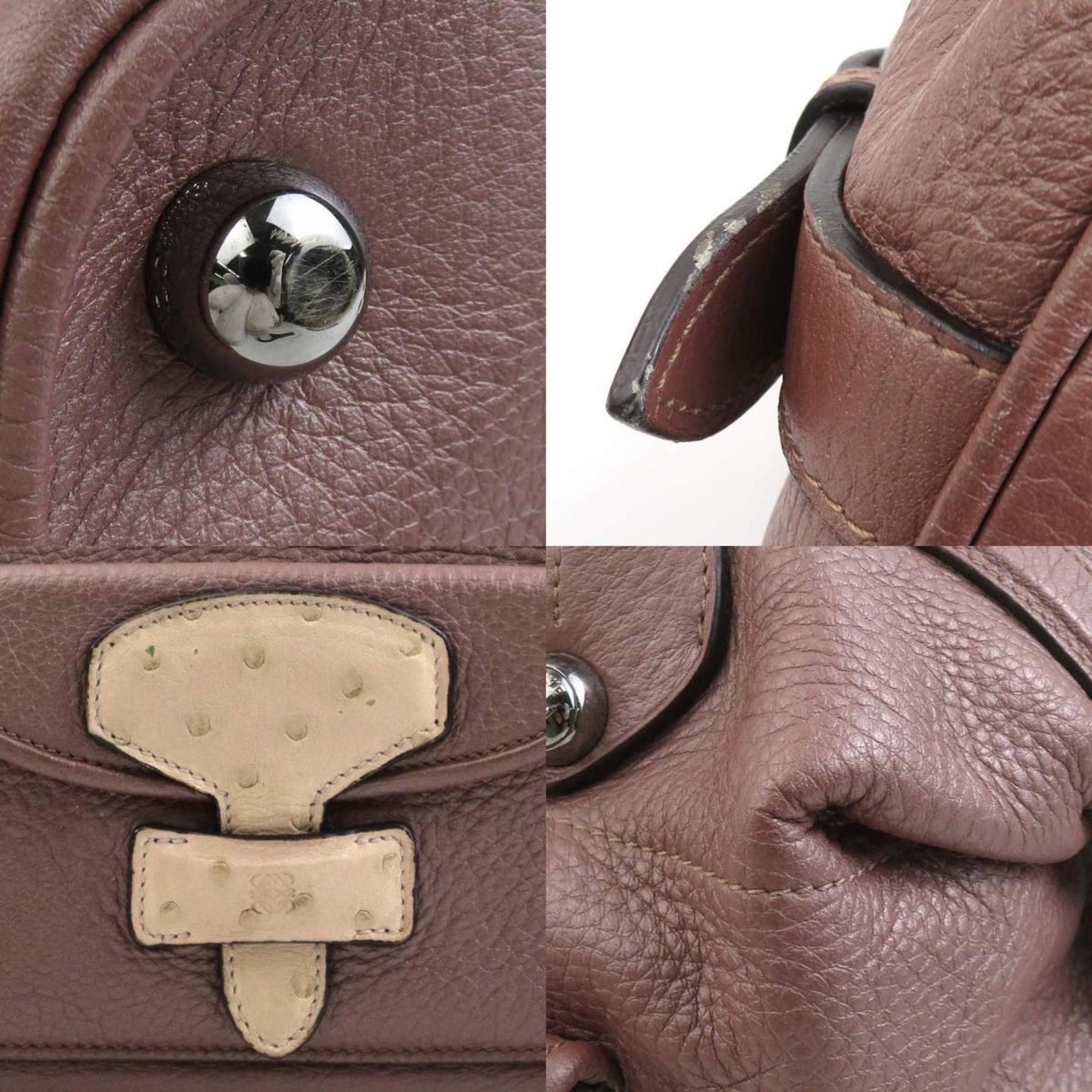 Loewe Brown Pink Leather Handbag Shoulder Bag (Pre-Owned)