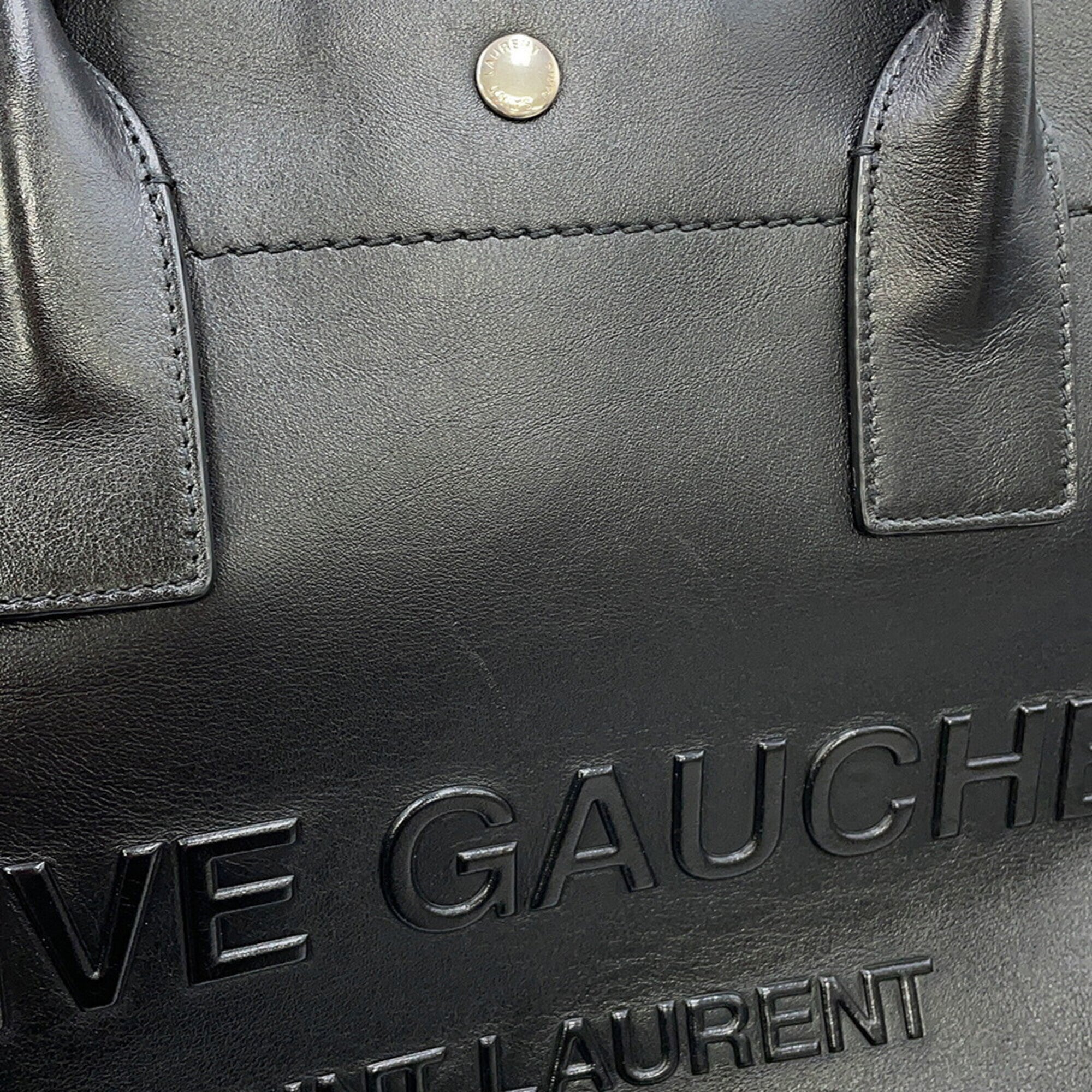 Yves Saint Laurent Black Leather Handbag Tote Bag (Pre-Owned)
