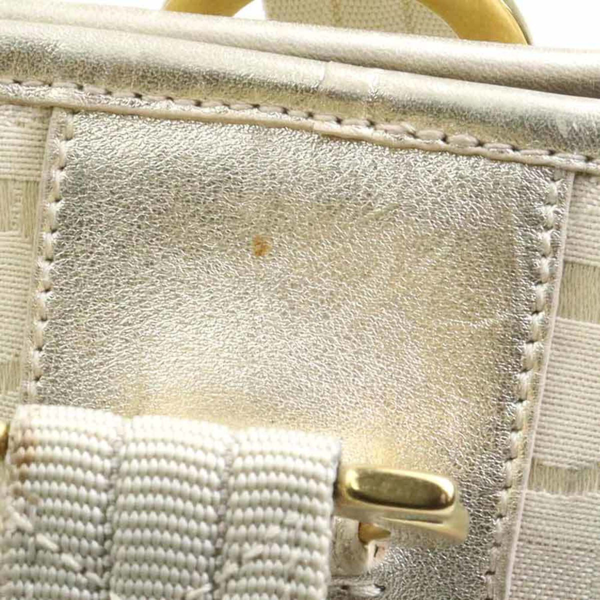Salvatore Ferragamo Light Beige Canvas Leather Shoulder Bag (Pre-Owned)
