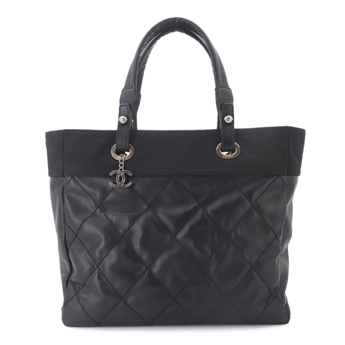 Chanel Black Nylon Handbag Tote Bag (Pre-Owned)