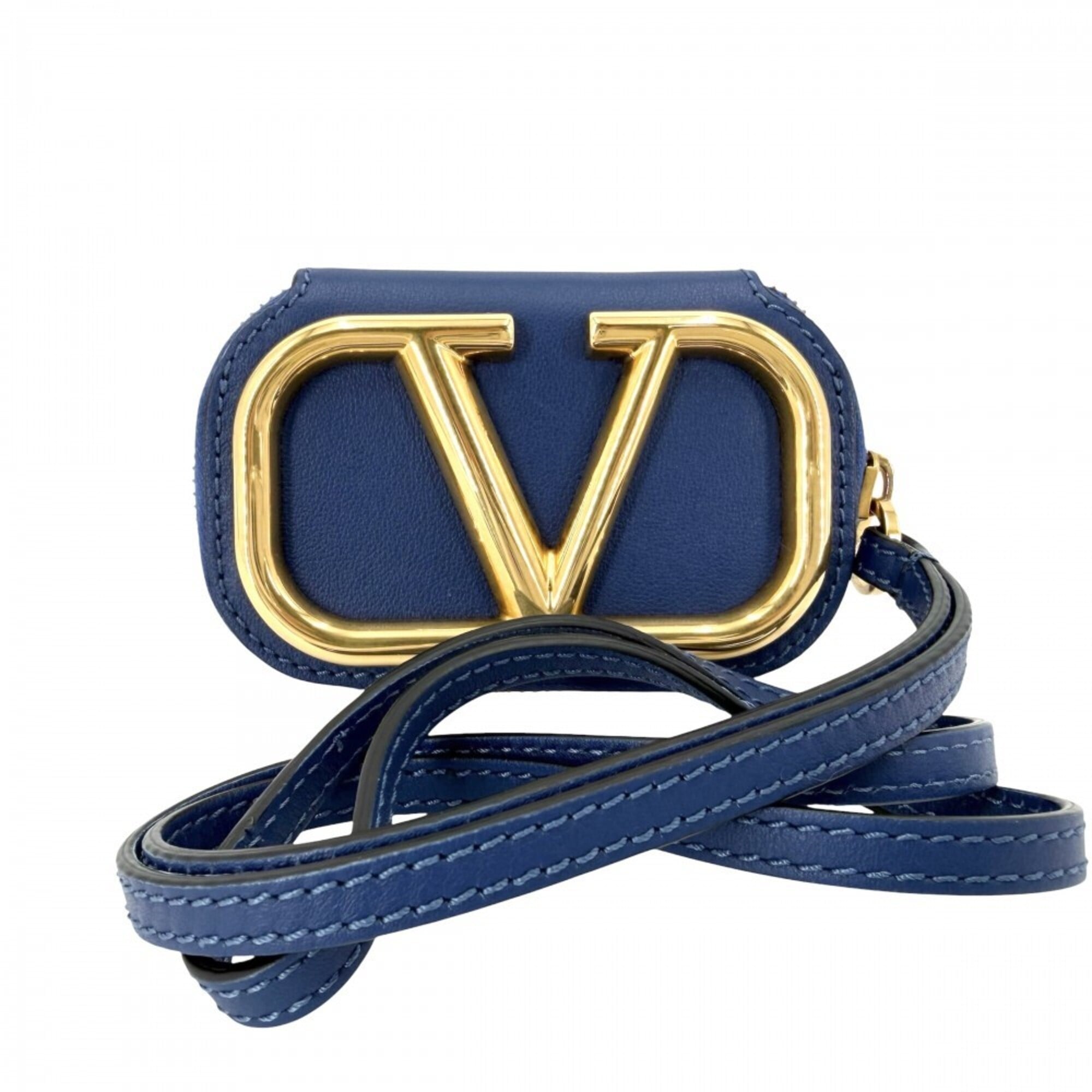 Valentino Garavani Blue Leather Pochette Shoulder Bag (Pre-Owned)
