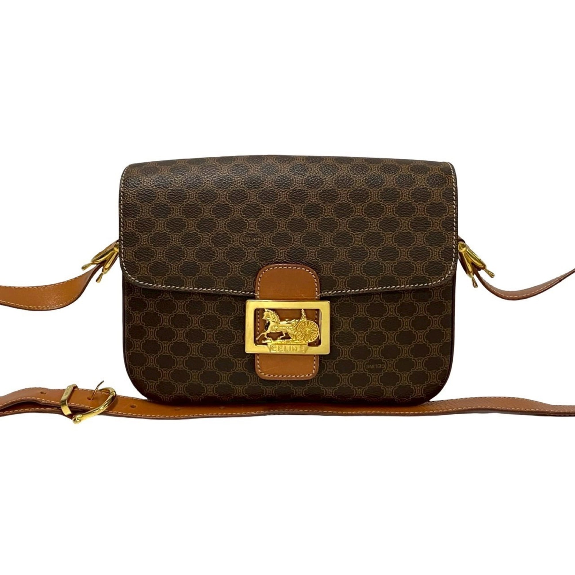 Celine Brown Leather Pvc Pochette Shoulder Bag (Pre-Owned)