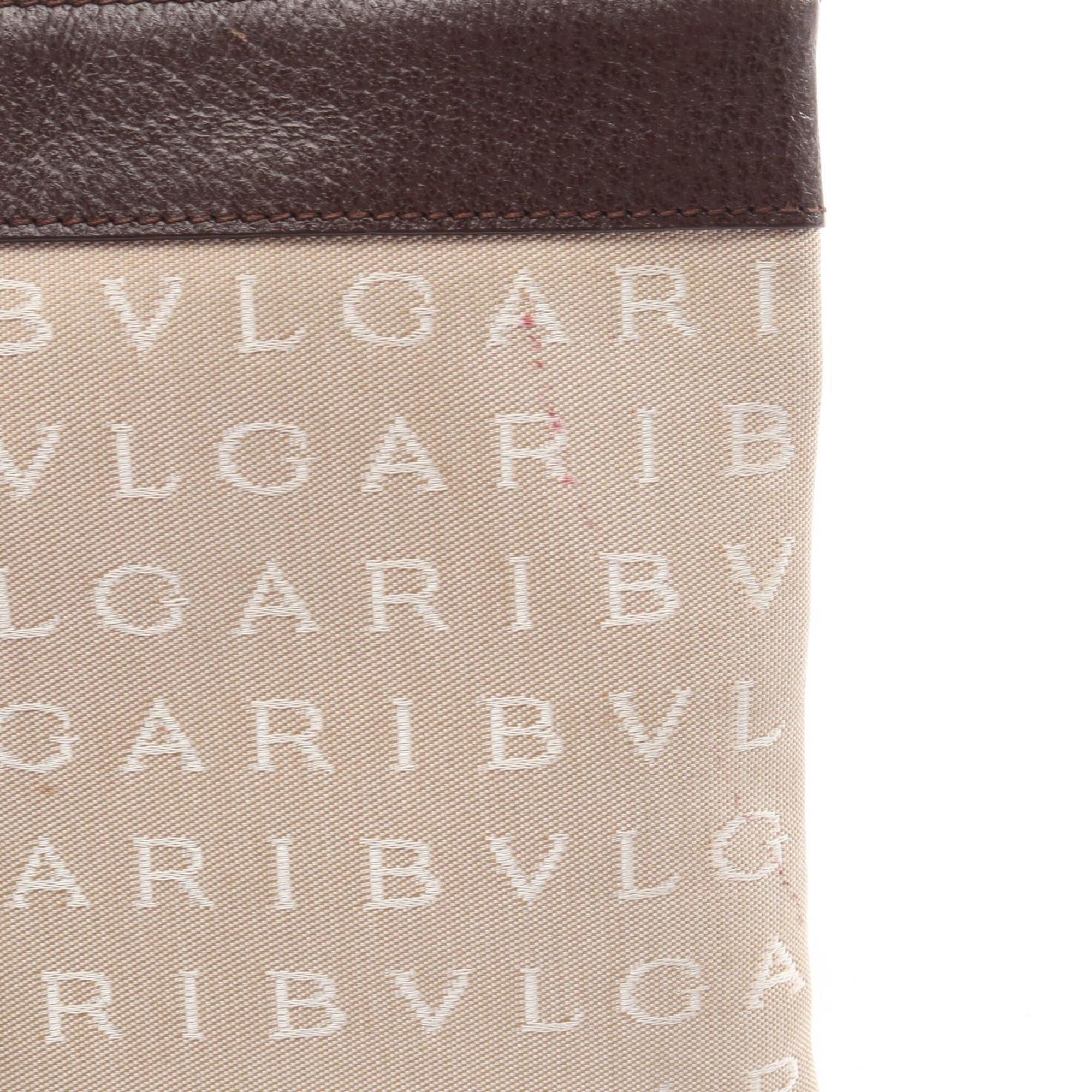 Bvlgari Beige Brown Canvas Leather Handbag Shoulder Bag (Pre-Owned)