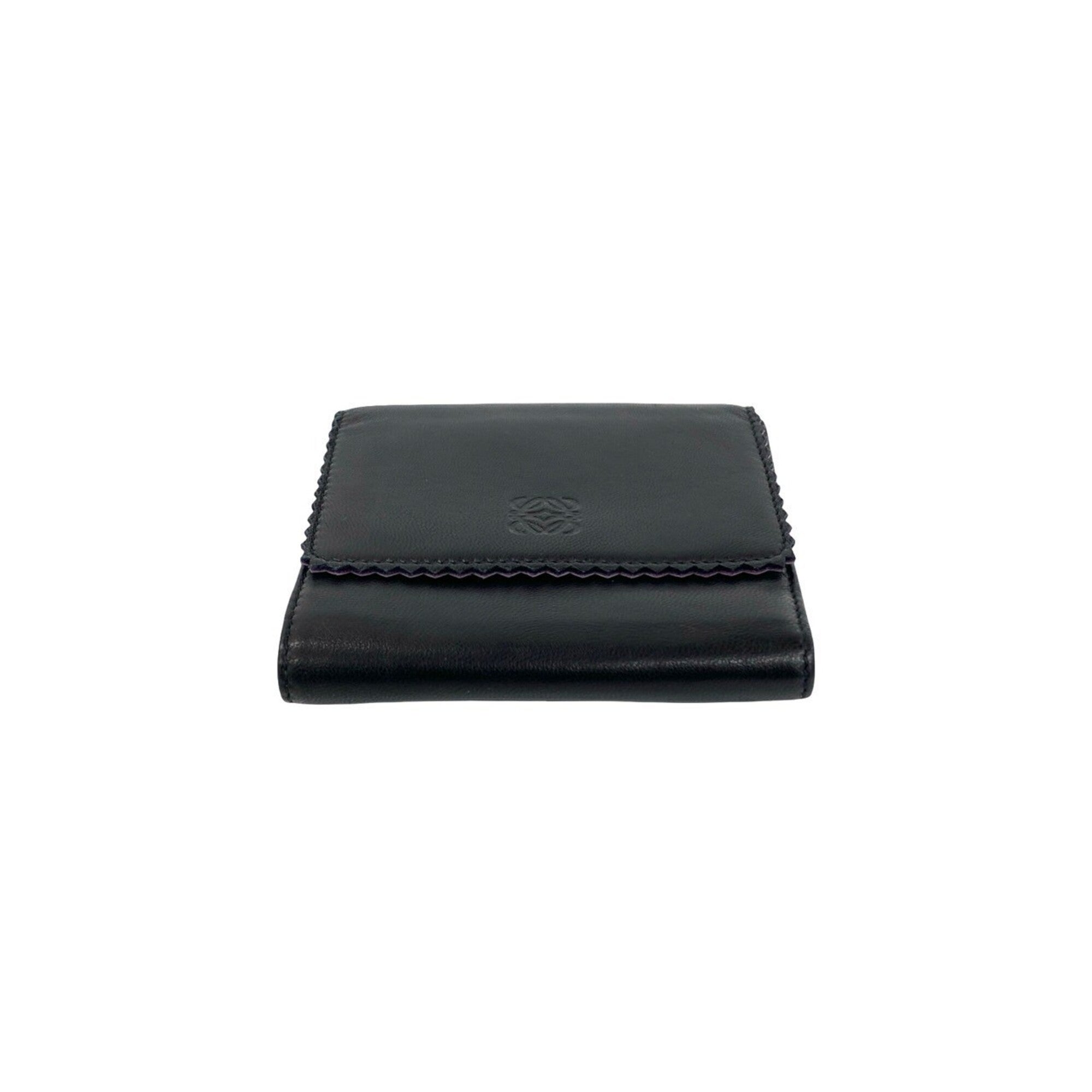 Loewe Black Purple Leather Wallet (Tri-Fold) (Pre-Owned)