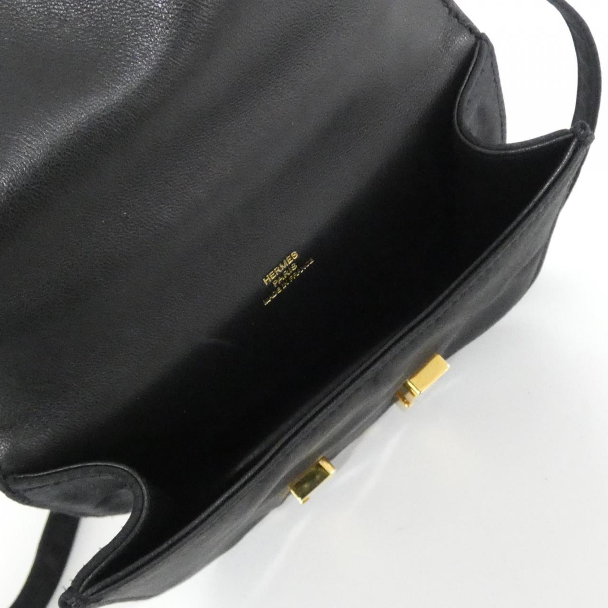 Hermes Constance Black Satin Shoulder Bag (Pre-Owned)