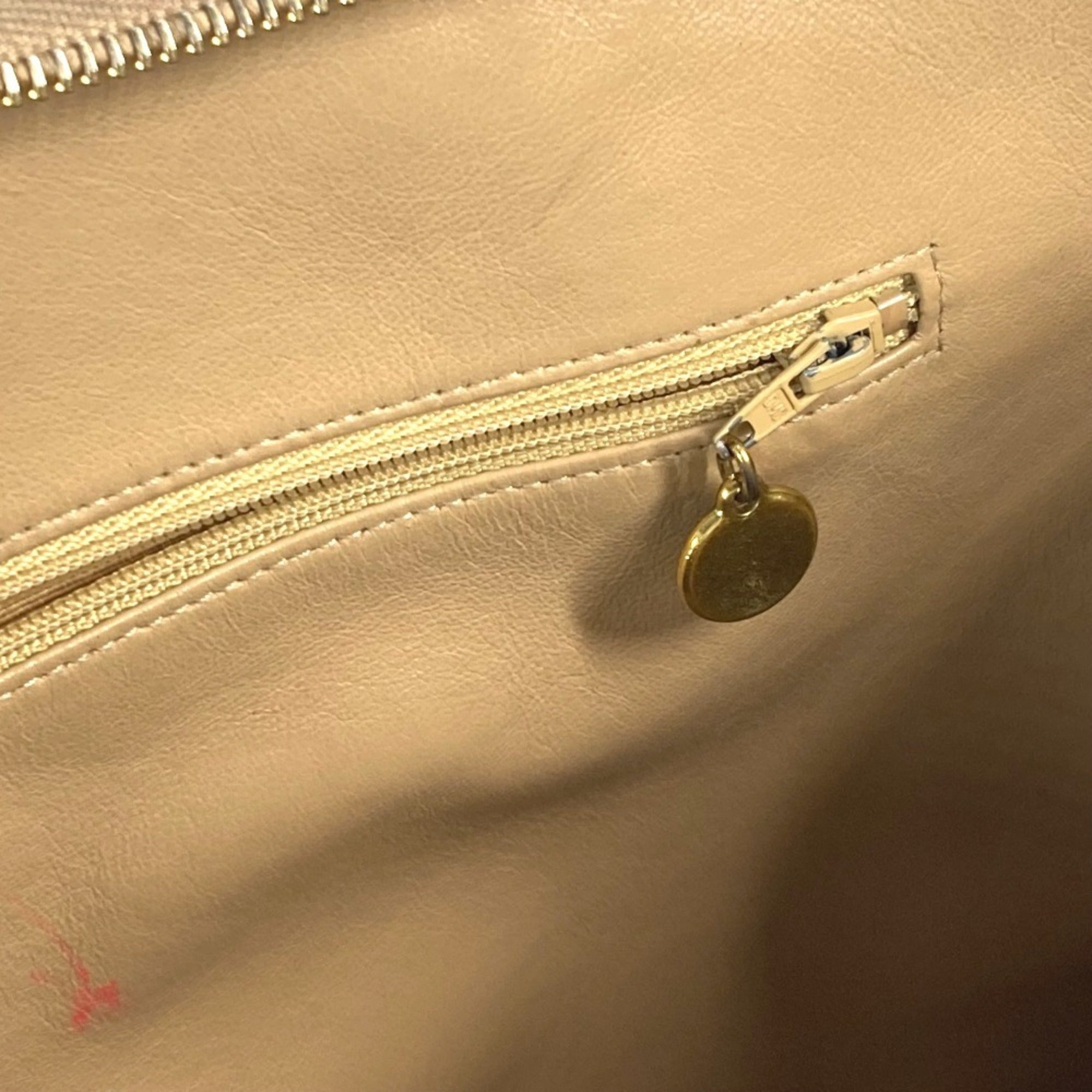 Chanel Beige Grained Calfskin Shoulder Bag Tote Bag (Pre-Owned)