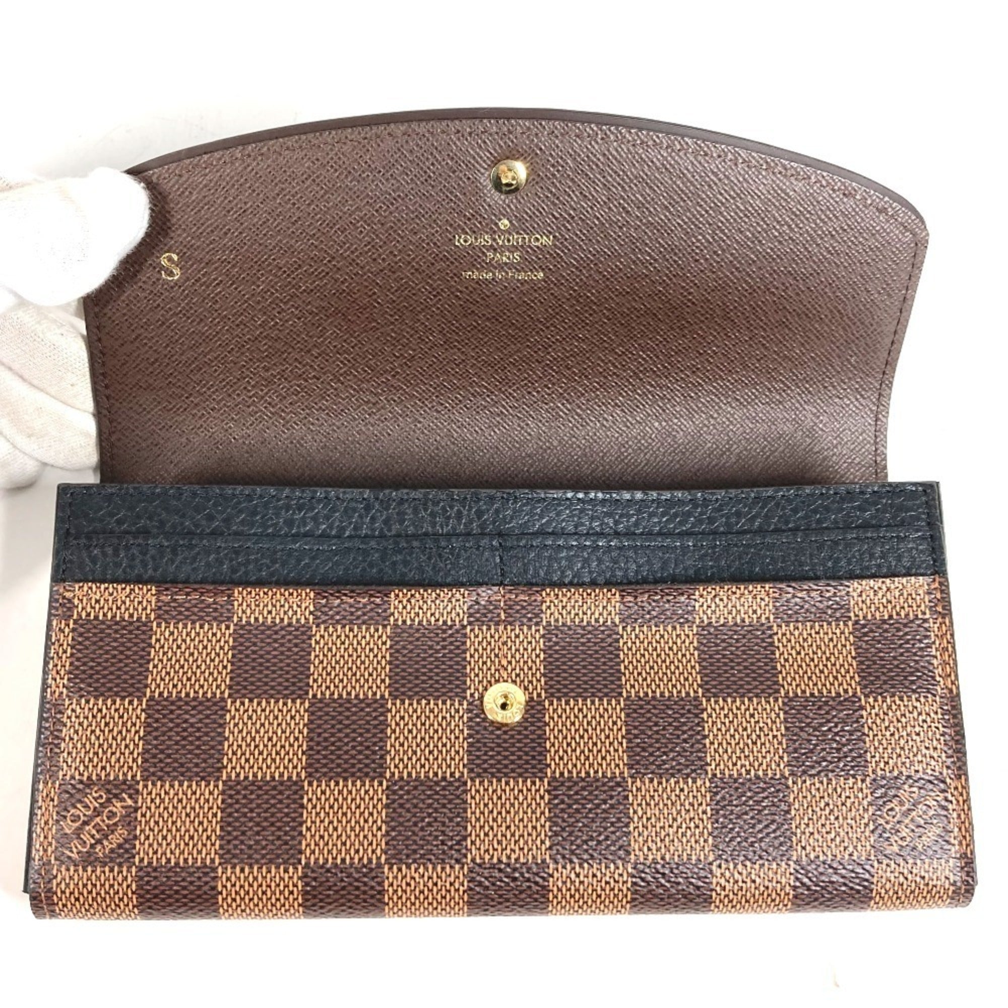 Louis Vuitton Black Brown Damier Canvas Long Wallet (Bi-Fold) (Pre-Owned)