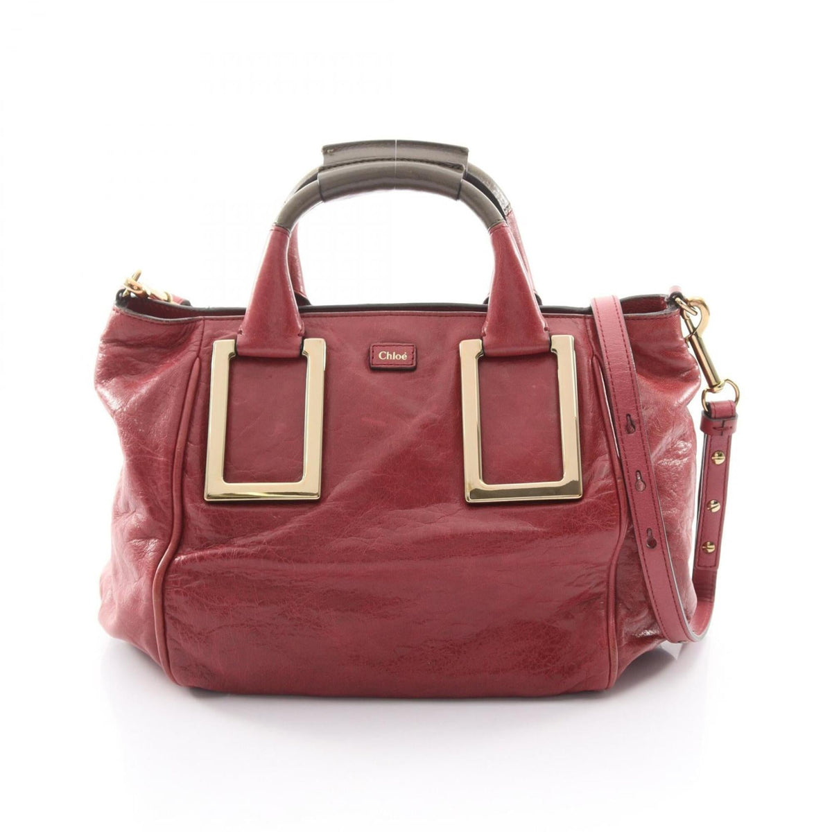 Chloé Green Red Color Leather Handbag (Pre-Owned)