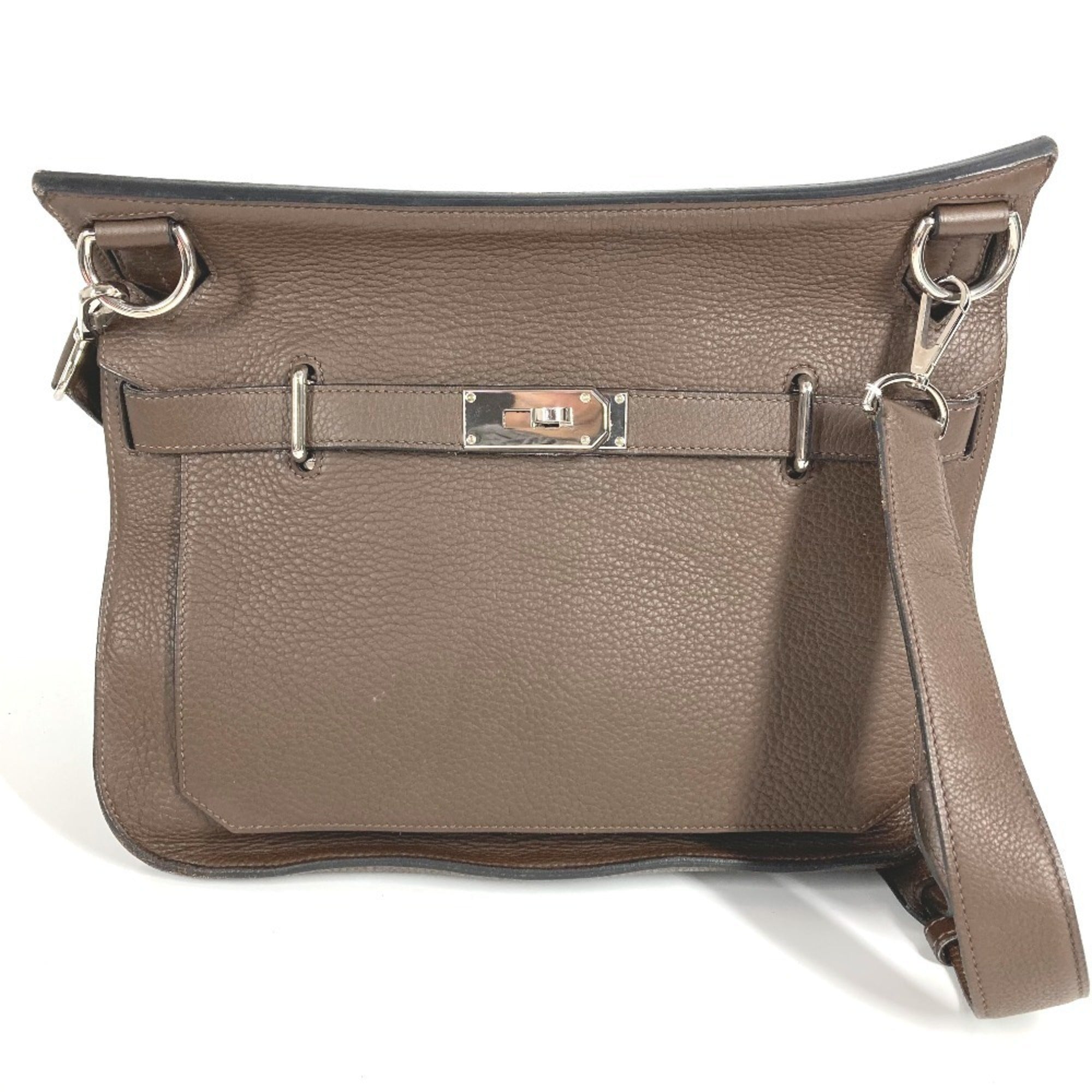 Hermes Jypsiere Dark Brown Taurillon Clemence Leather Shoulder Bag (Pre-Owned)