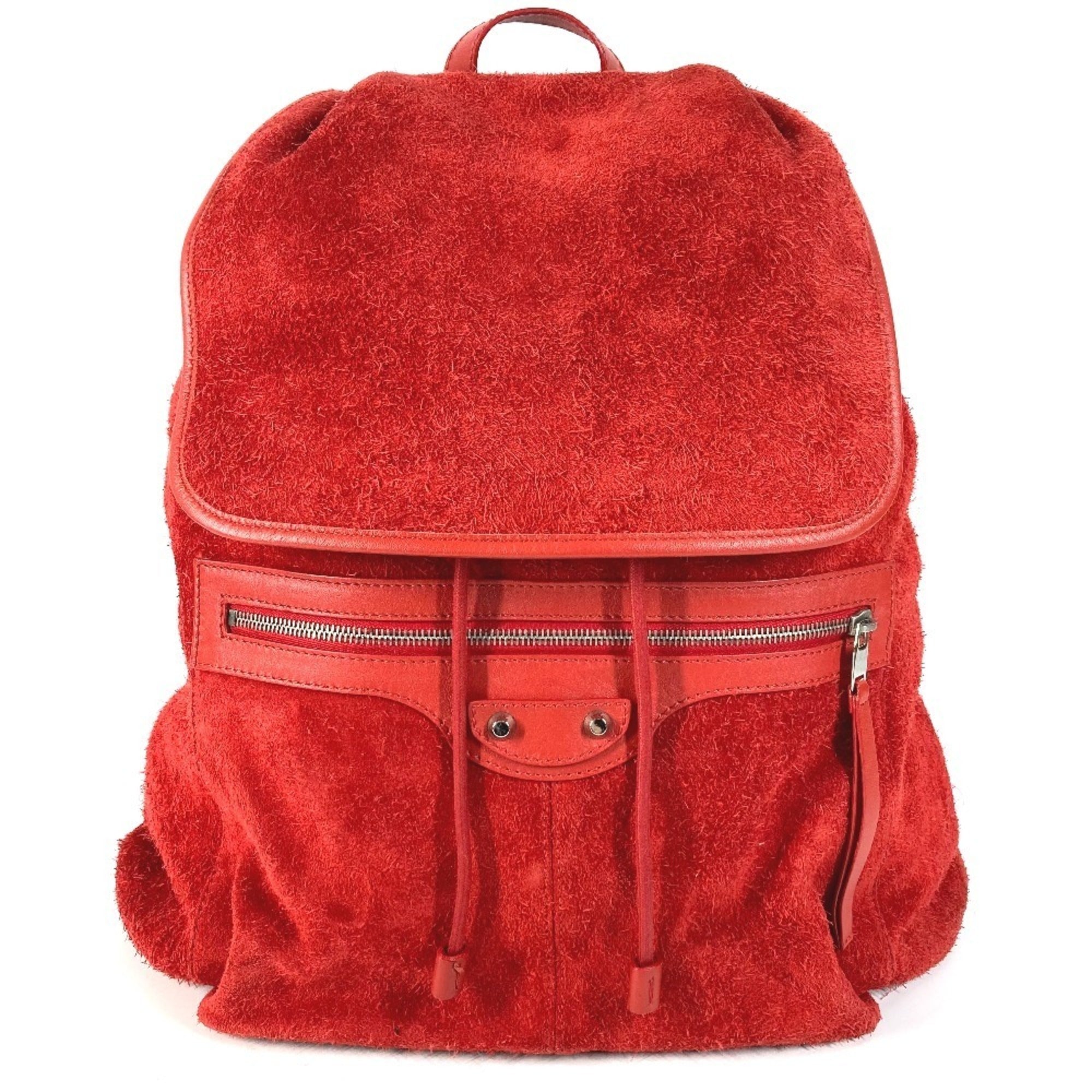 Balenciaga Red Color Leather Suede Backpack (Pre-Owned)
